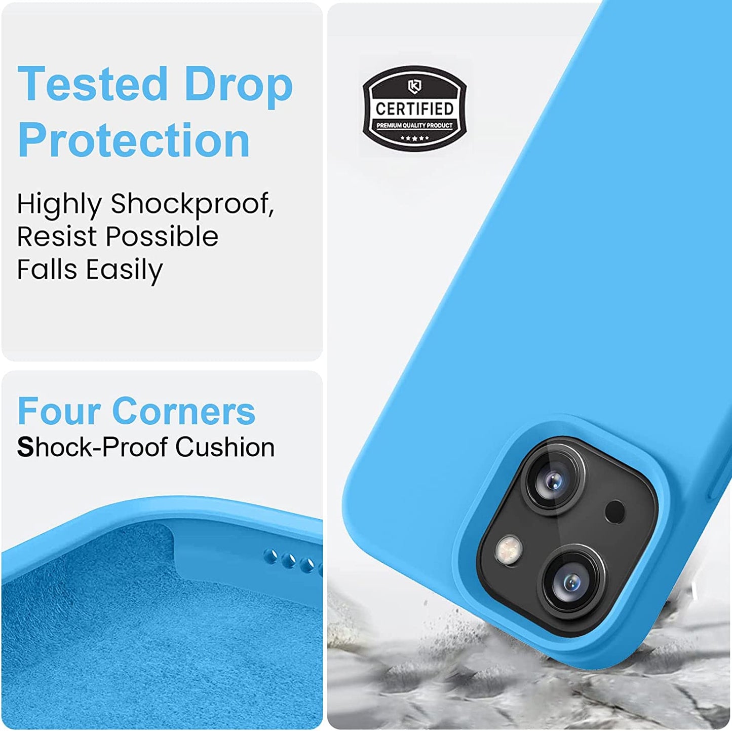 Vooii Compatible with Iphone 14 Case,[Silky Touch Premium Liquid Silicone] [Soft Anti-Scratch Microfiber Lining], Ultra Slim Shockproof Protective Case for Iphone 14 - Blue  Vooii   