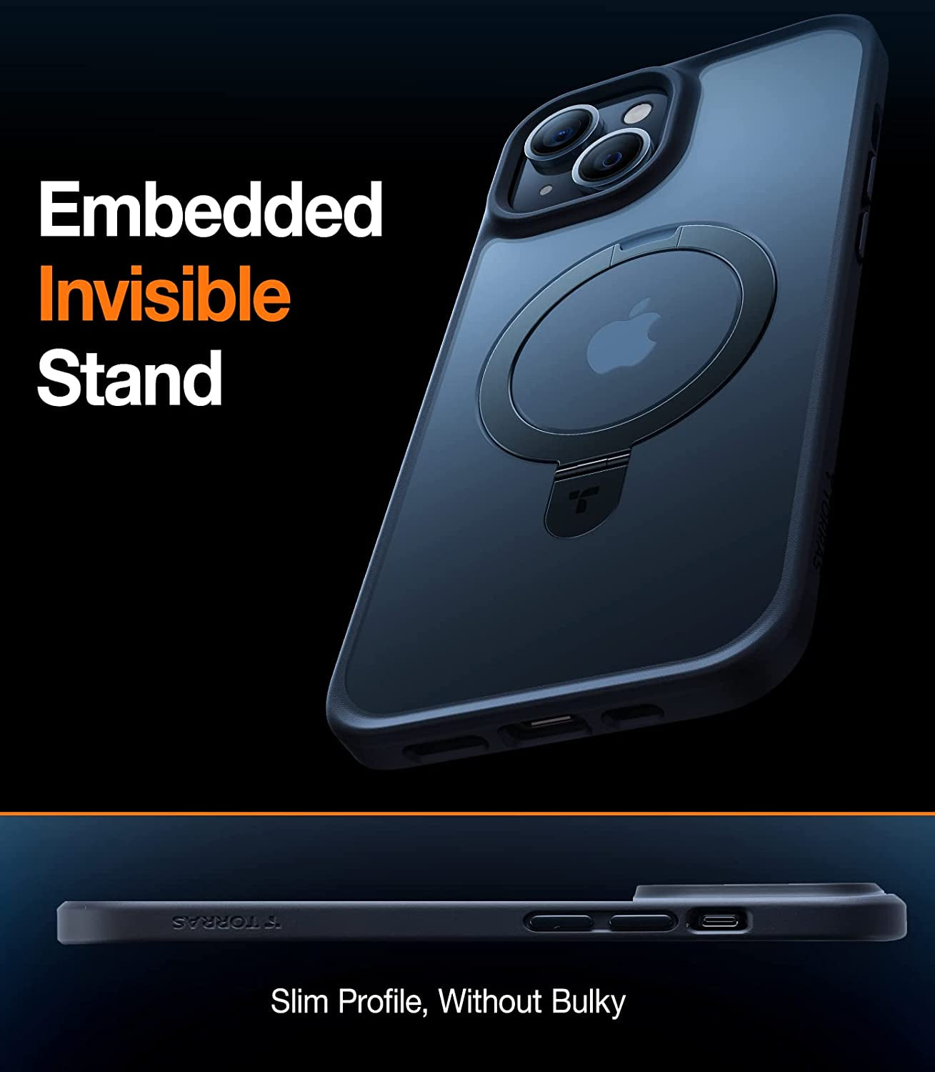 TORRAS Magnetic UPRO Ostand for Iphone 14 Case 6.1 Inch, [Compatible with Magsafe] Matte Hard Back with Soft Silicone Edge Protective yet Slim Kickstand Phone Cases for Iphone 14, Black  TORRAS   