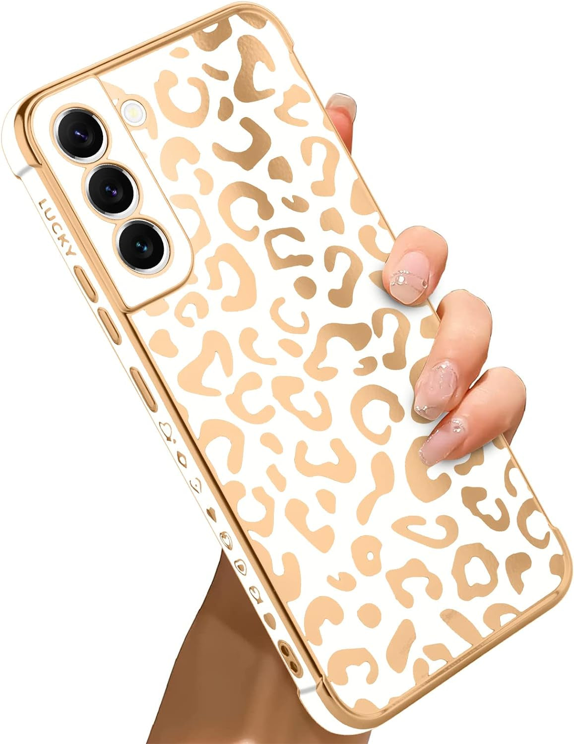 Bonoma for Samsung Galaxy S22 5G Case Leopard Plating Electroplate Luxury Elegant Case Camera Protector Soft TPU Shockproof Protective Corner Cover Galaxy S22 5G Case -White  Bonoma   