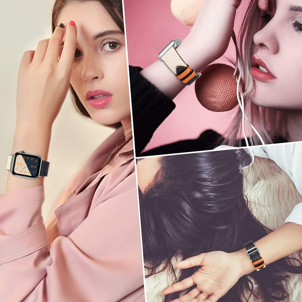 Ibazal Compatible with Apple Watch Band 42Mm 44Mm,Genuine Leather Bands Replacement Strap for Iwatch Series 7 6 SE 5 45Mm 4 3 2 1 38Mm 40Mm Sports&Edition Men  iBazal   