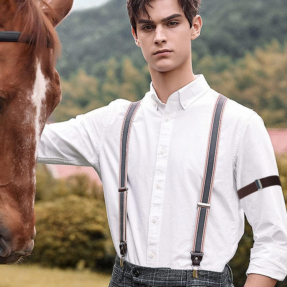 6 Pairs Arm Sleeves for Men Elastic Arm Bands Adjustable Armband Sleeve Garters Anti-Slip Shirt Garters for Men  Thinslimer   