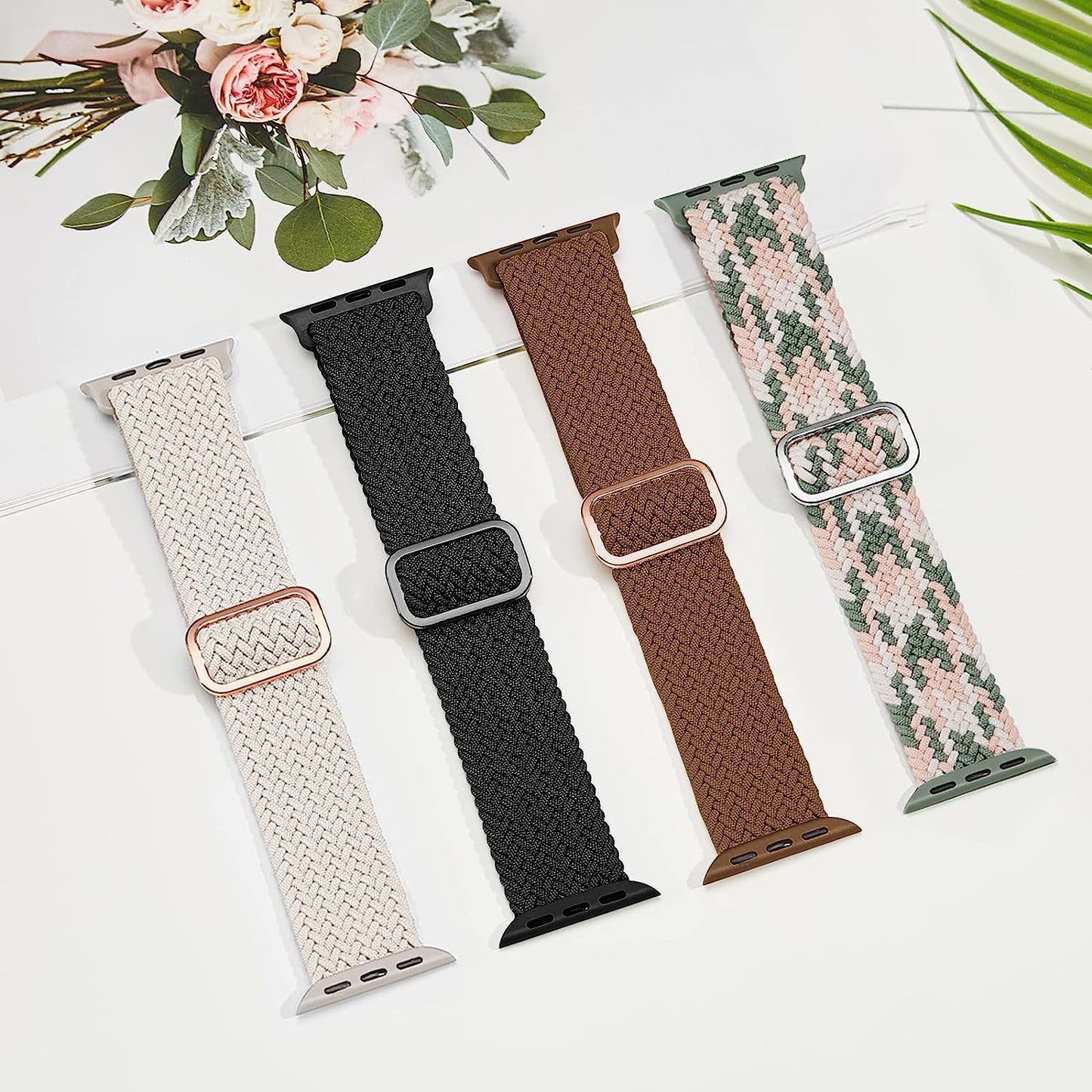 Braided Solo Loop Compatible with Apple Watch Band 38Mm 40Mm 41Mm 42Mm 44Mm 45Mm 49Mm for Women Men, Stretchy Straps Elastic Sport Wristbands for Iwatch Series 8 7 6 5 4 3 2 1 SE Ultra, 4 Packs  Butifacion   