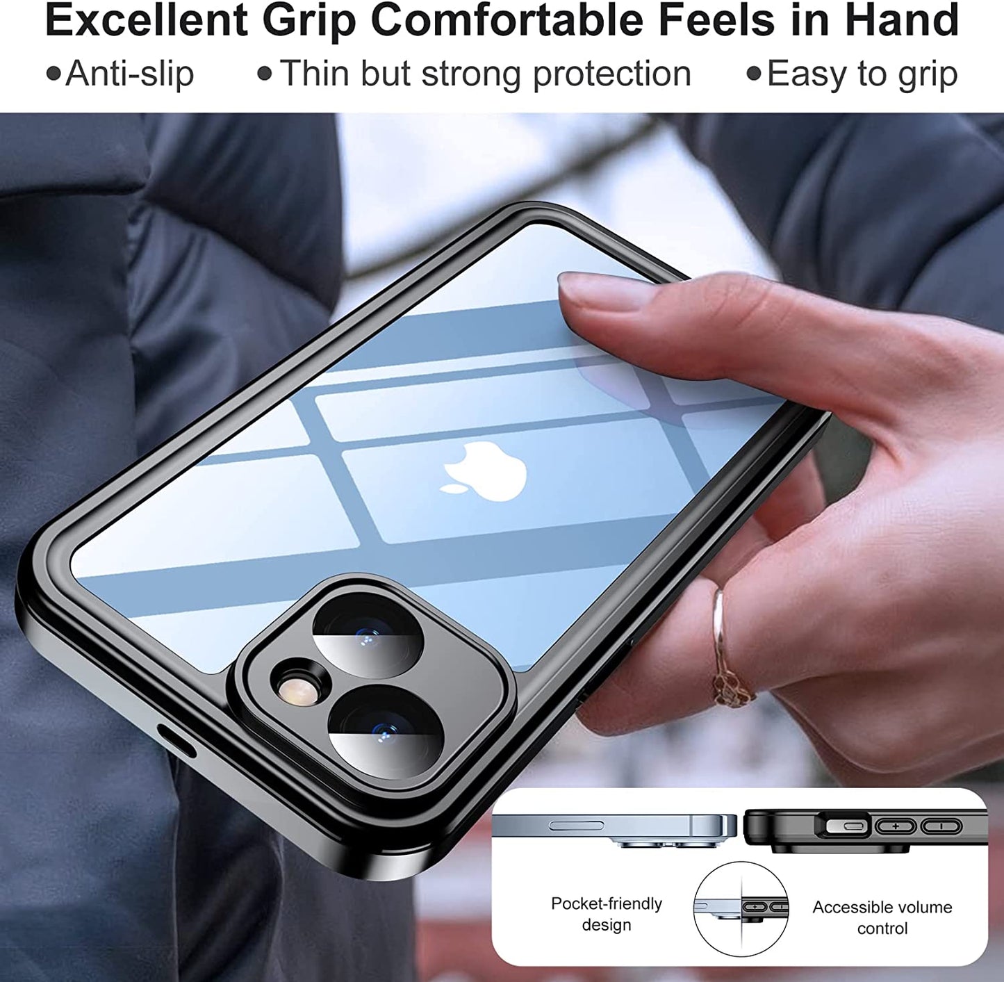 Temdan [Real 360 for Iphone 14 Case Waterproof, Built-In 9H Tempered Glass Camera Lens & Screen Protection [14FT Military Dropproof][Full-Body Shockproof][Dustproof][Ip68 Underwater] Phone Case Green  Temdan   