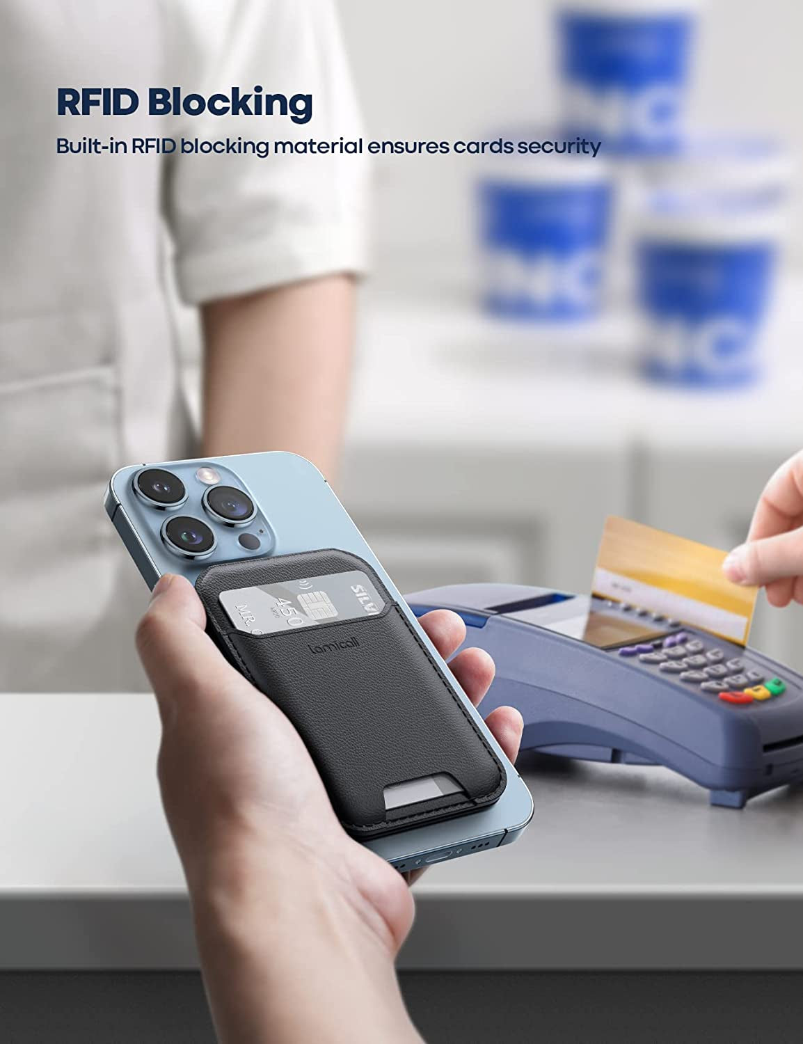 Lamicall for Magsafe Wallet, Phone Card Stand - Vegan Leather Adjustable Stand, 3 Card Holder, Strong Magnetic Wallet for Apple Iphone 14 13 12 Series and Magsafe Case, Not Compatible for Mini, Black  Lamicall   