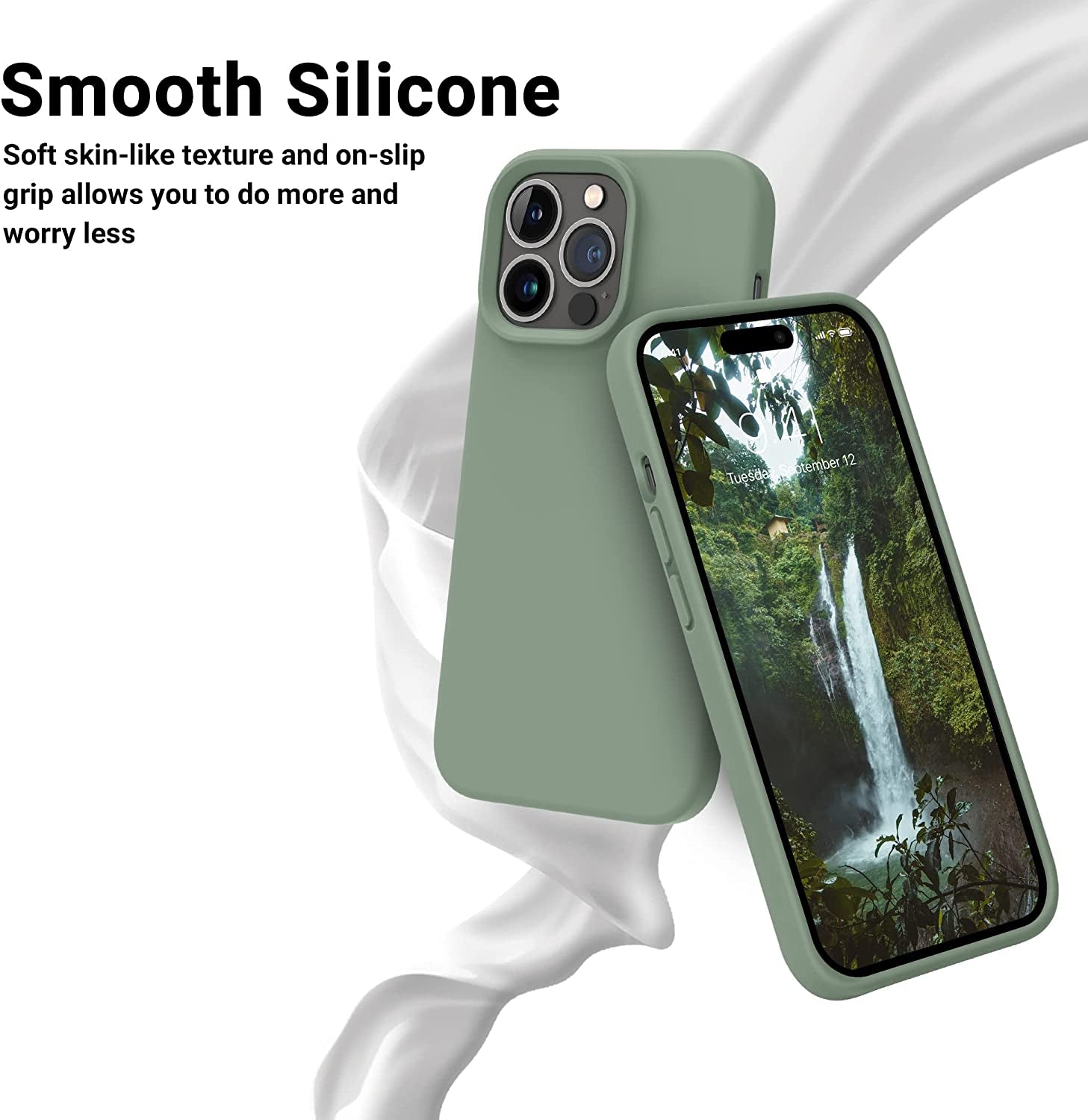 OTOFLY Designed for Iphone 14 Pro Case, Silicone Shockproof Slim Thin Phone Case for Iphone 14 Pro 6.1 Inch (Calke Green)  OTOFLY Direct   