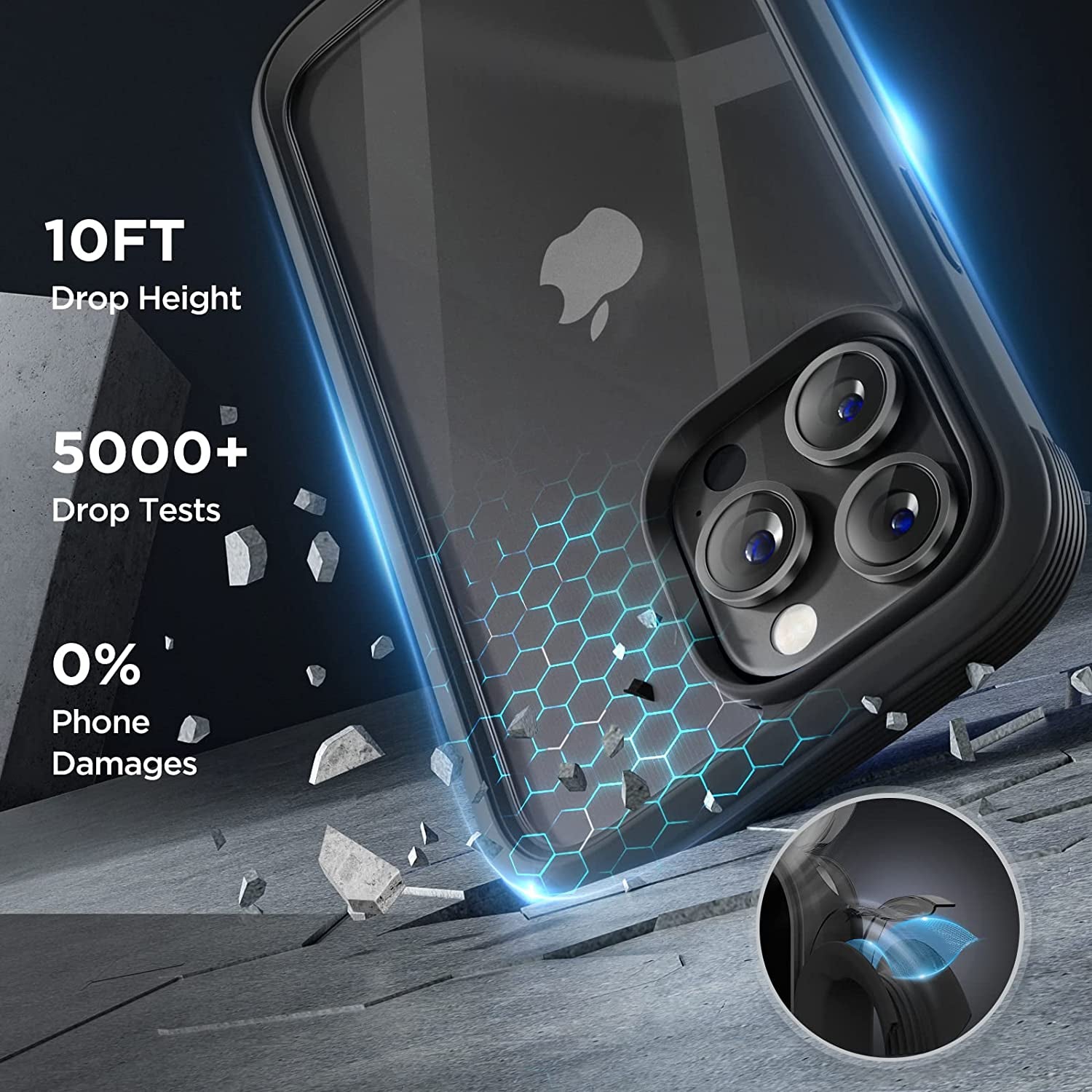 Miracase Glass Series Compatible with Iphone 14 Pro Case 6.1 Inch, 2023 Full-Body Clear Bumper Case with Built-In 9H Tempered Glass Screen Protector, with Camera Lens Protector, Black  Miracase   