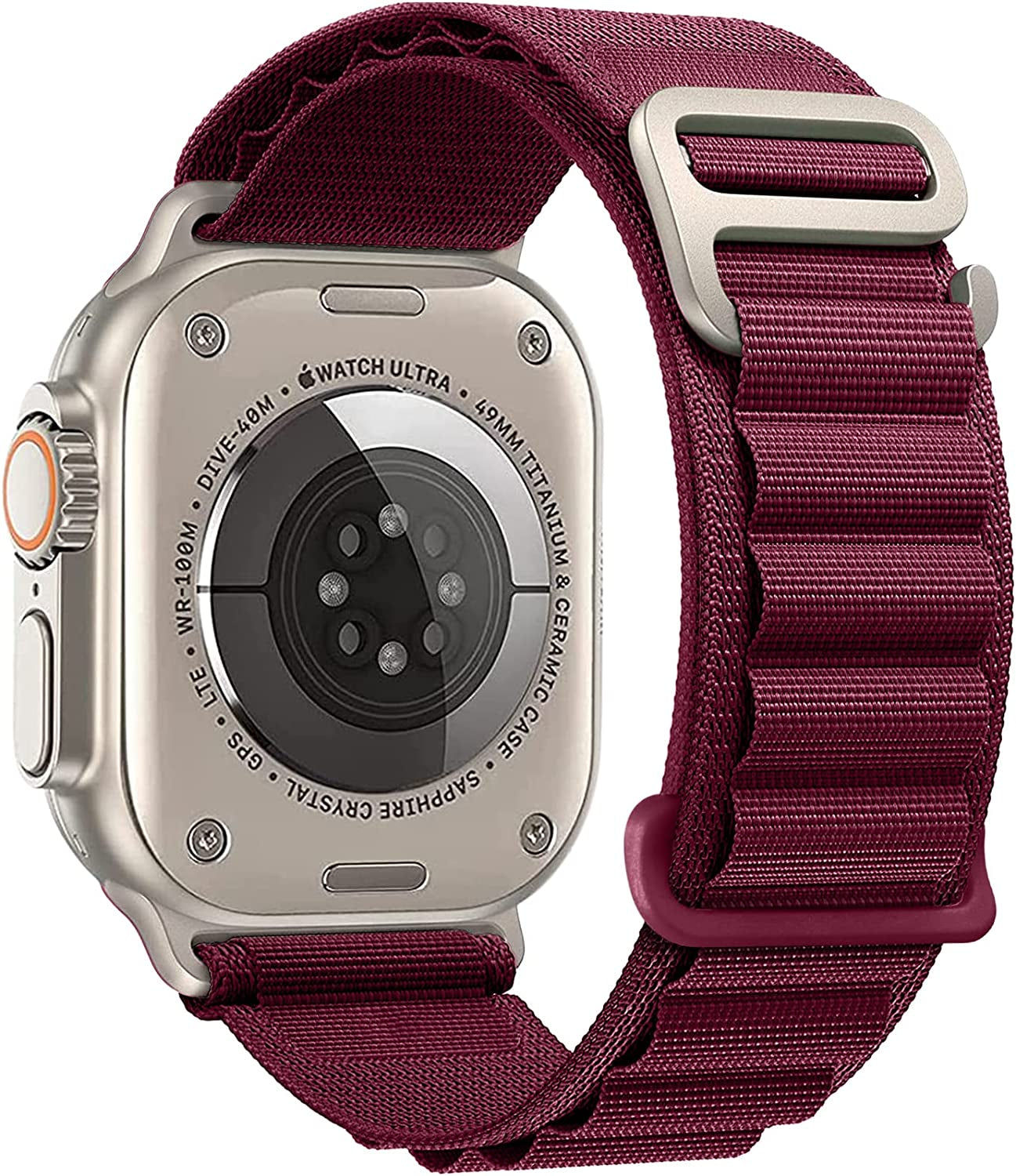 VNCAS Compatible with Apple Watch Ultra Band 49Mm 45Mm 44Mm 42Mm 38Mm 40Mm 41Mm Men Women, Rugged Alpine Loop Nylon Sport Bands with Titanium G-Hook Braided Stap for Iwatch Series SE 8 7 6 5 4 3 2 1  VNCAS Wine Red 38mm/40mm/41mm 