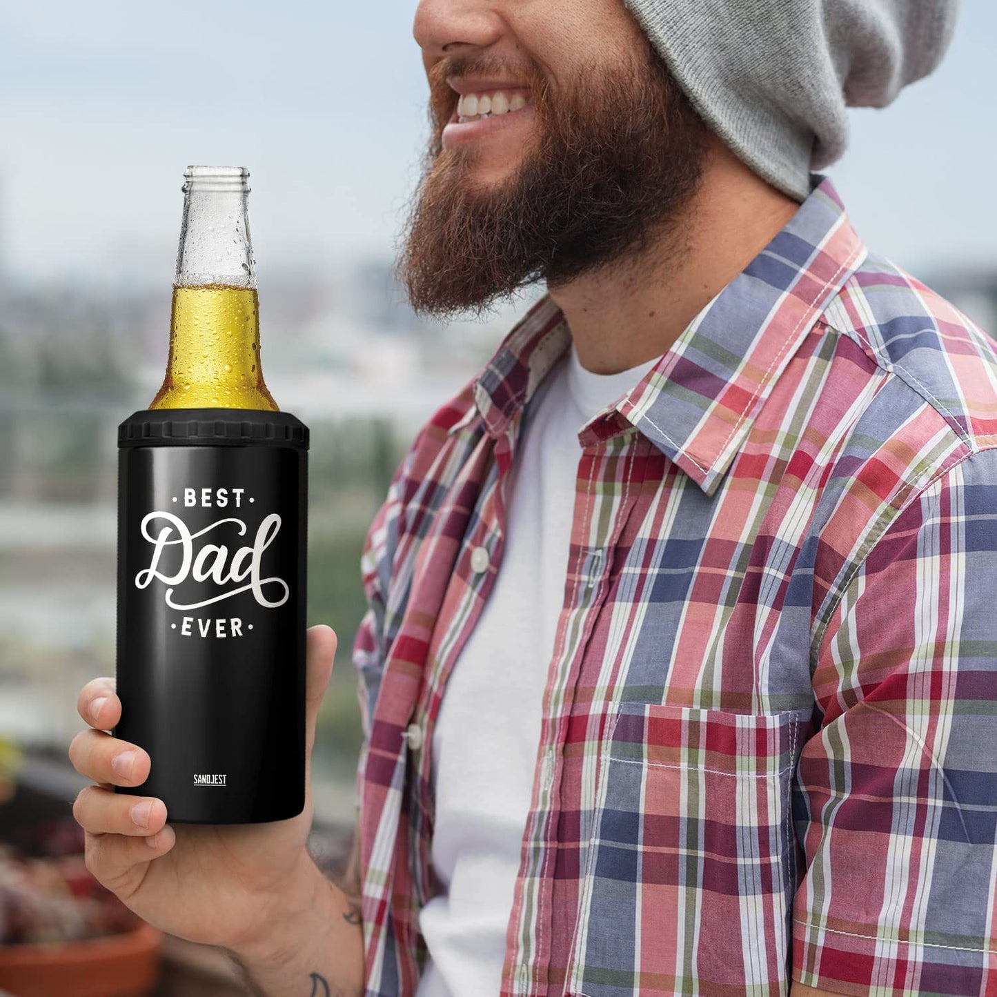 SANDJEST 4-In-1 Best Dad Ever Tumbler Gifts for Dad from Daughter Son - 12Oz Dad Can Cooler Tumblers Travel Mug Cup - Stainless Steel Insulated Cans Coozie Christmas, Birthday, Father'S Day Gift  SANDJEST   