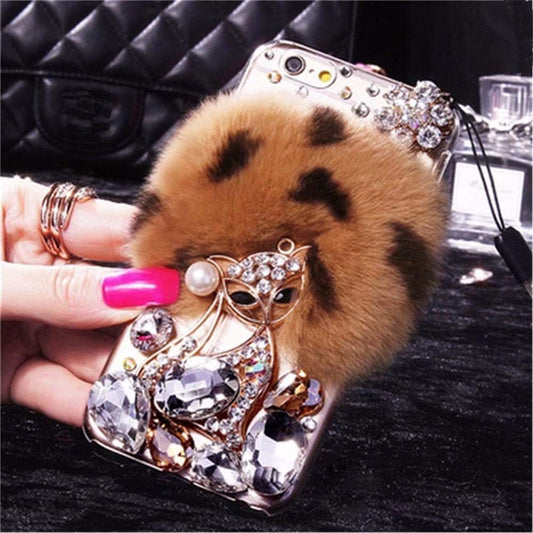 Case for LG G8 Thinq, 3D Handmade Luxury Civet Cats Fluffy Rabbit Fur Sparkle Stunning Stones Crystal Rhinestone Bling Diamond Glitter Case for LG G8 Thinq (Z01)  RB-CASE   