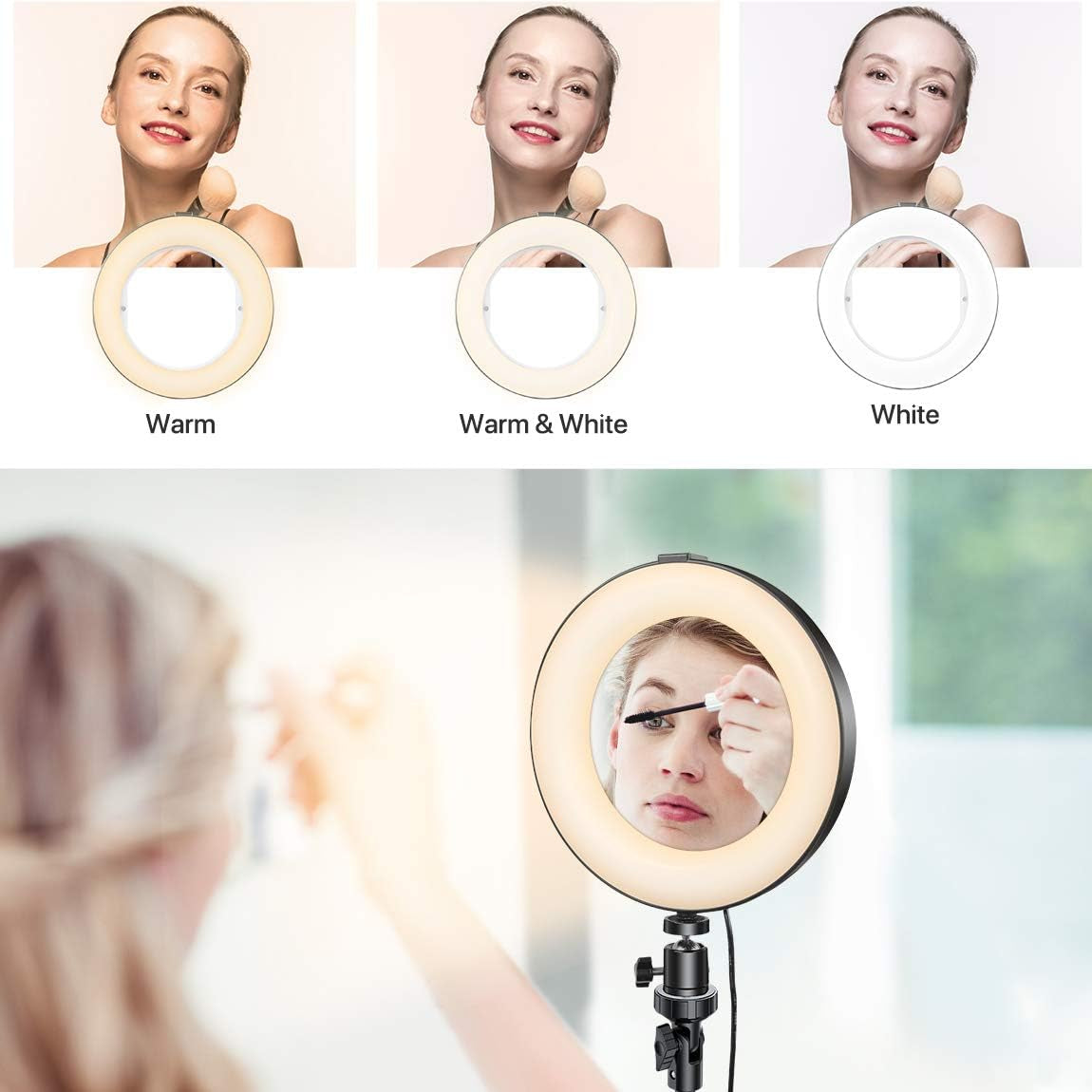 Miracase 8" Ring Light with Stand, 14 Colors RGB LED Ring Light with Tripod Stand and Phone Holder & 10 Brightness Level & Camera Remote Shutter for Makeup,Youtube,Video,Photography  Miracase   