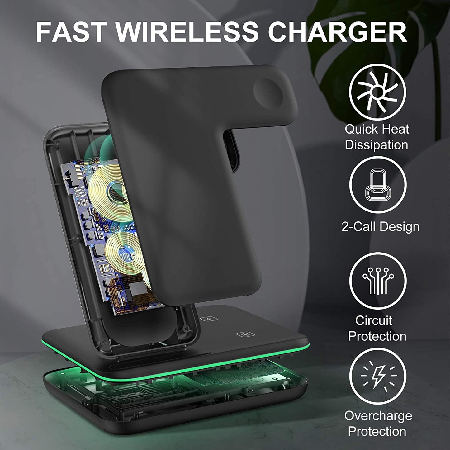 Liwin Wireless Charger, 3 in 1 Fast 15W Wireless Charging Station Compatible with Apple Watch 8 7 SE 6 5 4 3 2, Iphone 14 13 12 11 Pro/Pro Max/8/X, Airpods Pro 3 2, for Samsung S22 S21 S10 S9, Black  Dongguan Xunyue Electronics Co.,Ltd.   