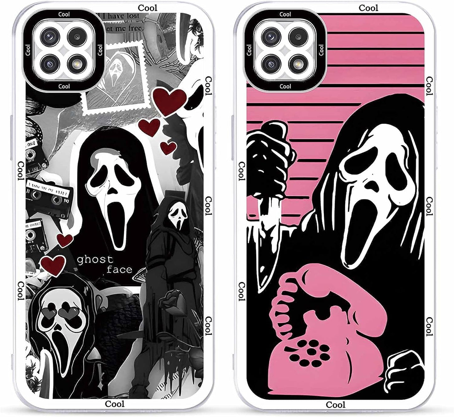 2 × Phone Case for Samsung Galaxy S20/S11E Case Clear 6.2",Scream Horror Movie Printed, Cute Skull Pattern Design Transparent Cases for Women Men Girls, Soft TPU Funda for Samsung S20/S11E,Ghost Face  DZY US Samsung Galaxy A22 (5G)  