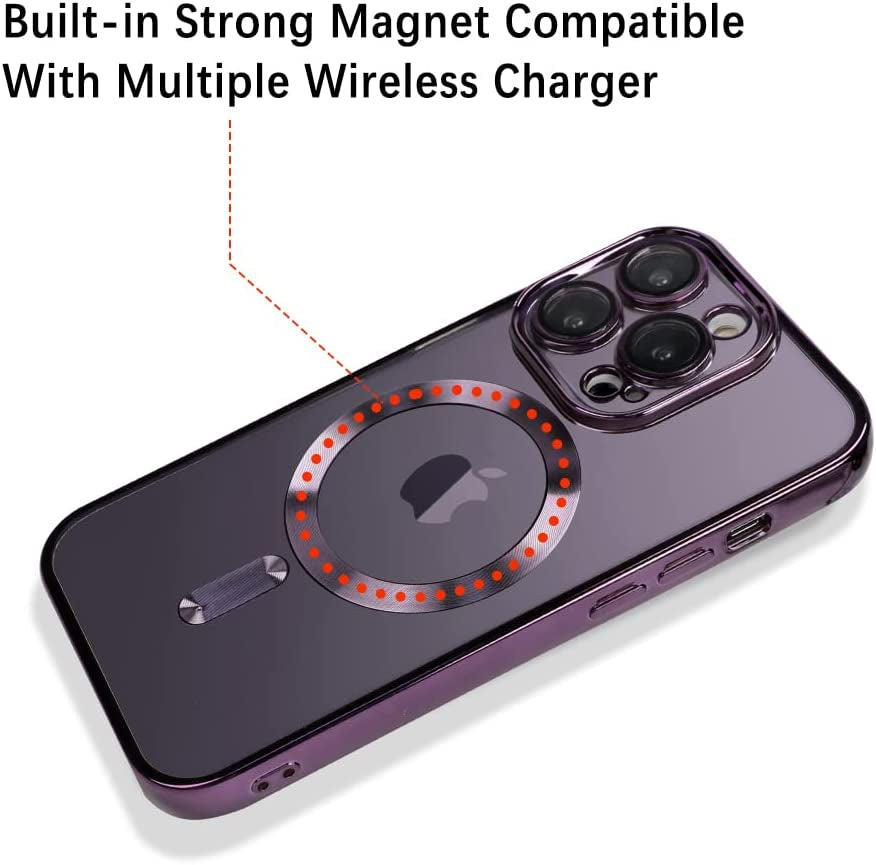 OOK Compatible Iphone 14 Pro Max Case with Camera Lens Protector (Compatible with Magsafe) Magnetic Anti-Scratch Shockproof Protective Iphone 14 Pro Max (6.7 Inch) Case for Women Men - Purple  OOK   