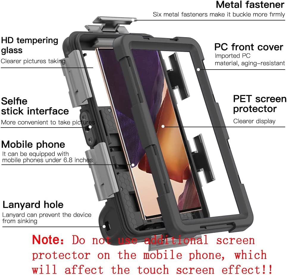 LANYOS Compatible for Samsung Galaxy and Iphone Series Professional [15M/50Ft] Diving Snorkeling SG Waterproof Case, Full Body with Built in Screen Protector Clear Cover (Second Generation Orange)  LY LANYOS   