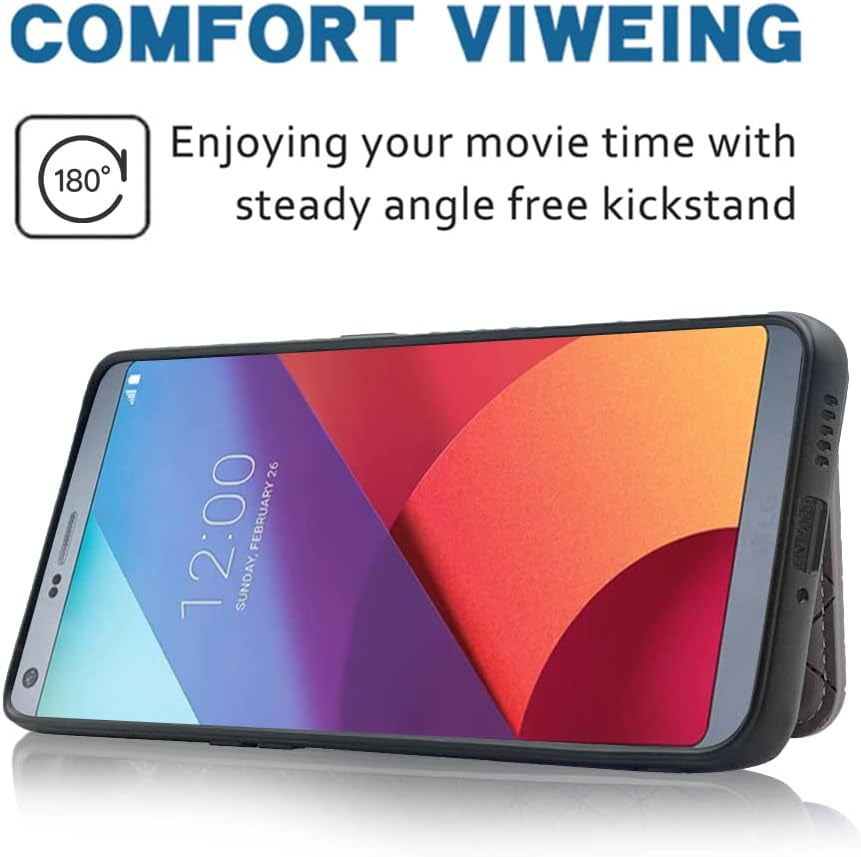 ELISORLI Compatible with LG G6 Wallet Cover with Crossbody Shoulder Strap Stand Leather Credit Card Holder Lanyard Phone Cover for LGG6 Thinq LG6 Thin Q G 6 plus G6+ 6G VS988 H872 Women Girl Grey  ELISORLI   