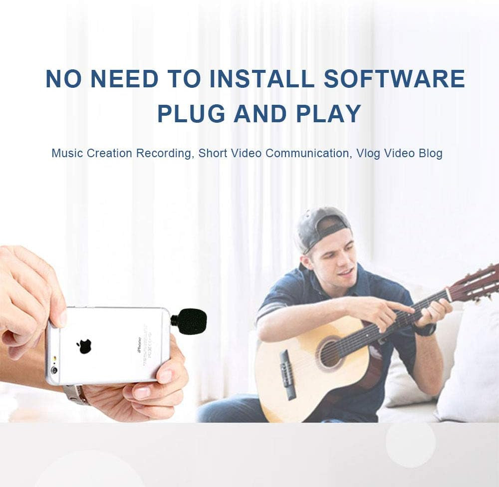 CANFON Mini Condenser Microphone with High Sensitivity for Phone Ios Iphone Iphone X 8 7 6 Ipad Podcast Youtube Facebook Livestream (3.5Mm TRRS) (Black)  CANFON   