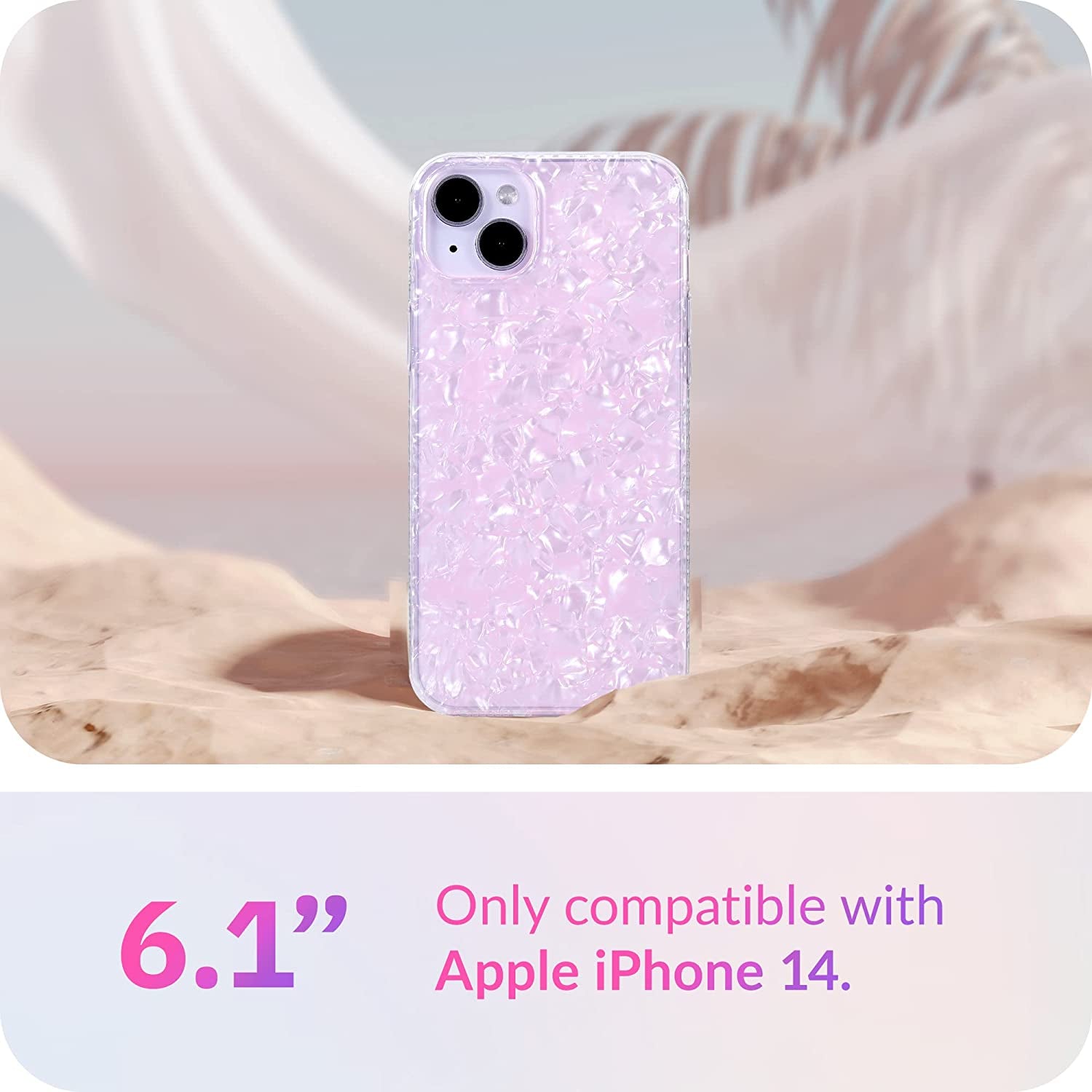 LONLI - for Iphone 14 (6.1") - Pink Pearl Tort Phone Case for Women - Just in Case Series  LONLI CO., LIMITED   