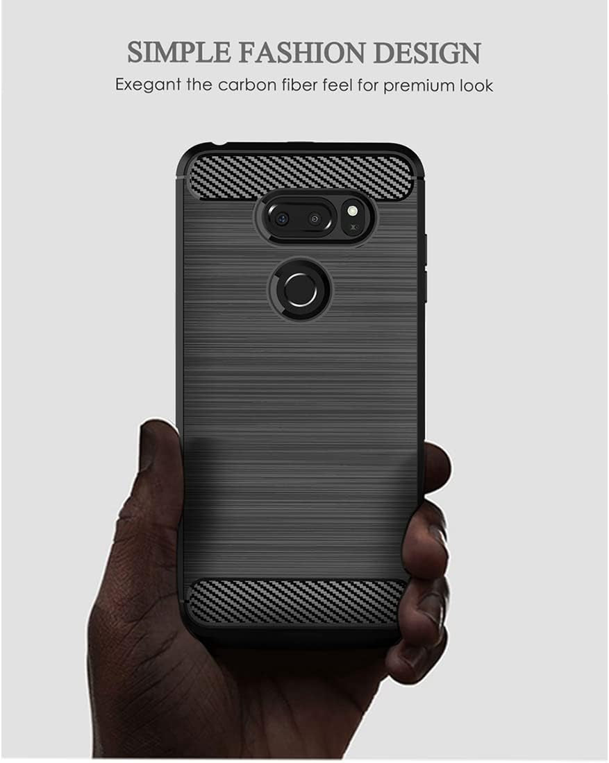 KOARWVC Phone Case for LG V30/V30S Thinq/V35 Thinq/V30+/V30 plus Case, US998 Case Carbon Fiber Shockproof Rugged Shield Anti-Scratch Soft TPU Back Cover Cases for LG V30 (Black)  KOARWVC   