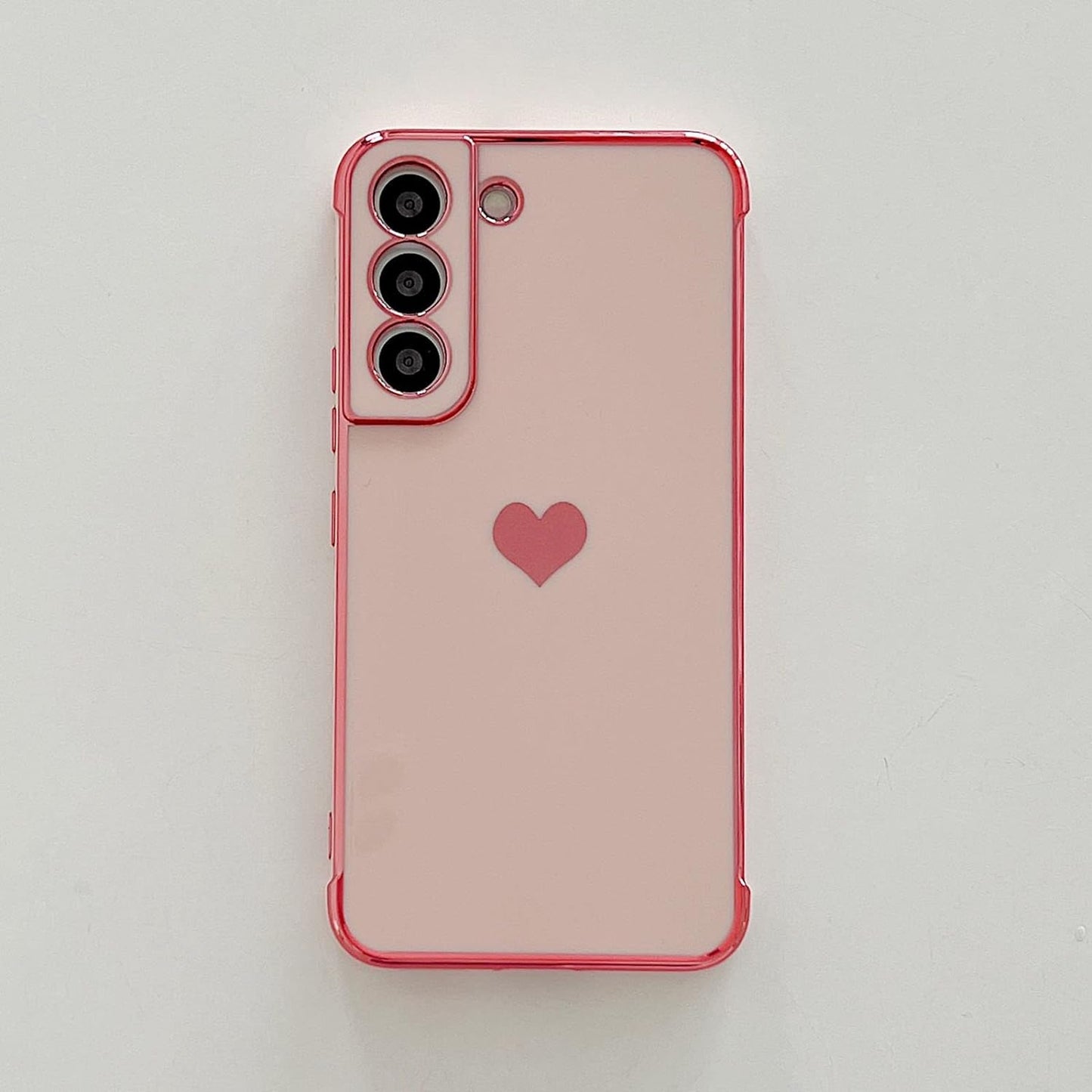 Phylla Compatible with Samsung Galaxy S21+ plus 6.7” 5G Case,Luxury Plating Cute Love Heart Side Small Pattern Phone Case,Full Camera Protection Soft Silicone Shockproof Bumper Cover (Pink)  phylla   