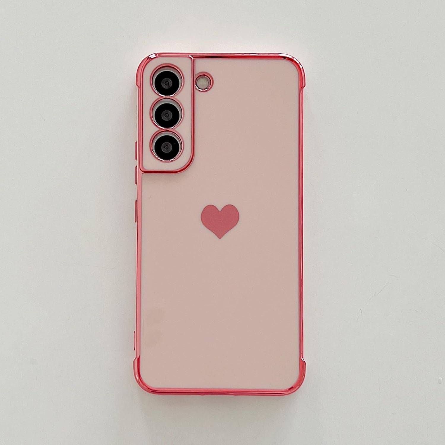 Phylla Compatible with Samsung Galaxy S21+ plus 6.7” 5G Case,Luxury Plating Cute Love Heart Side Small Pattern Phone Case,Full Camera Protection Soft Silicone Shockproof Bumper Cover (Pink)  phylla   