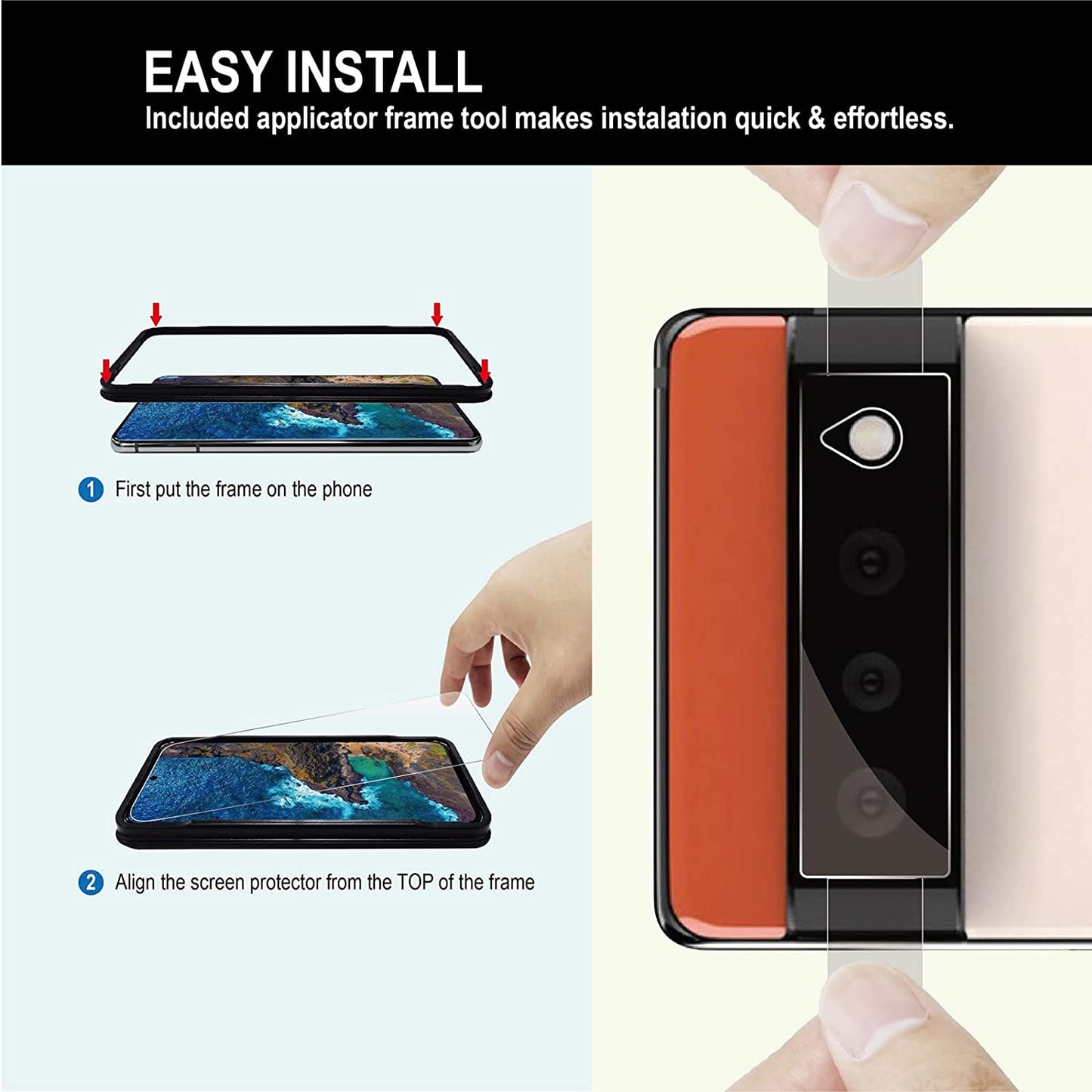 Pixel 6 Screen Protector Tempered Glass with Camera Lens Protector for Google Pixel 6 [Fingerprint Unlock][Anti-Scratch][6.4 Inch][2+ 2 Pack ]  AACL   