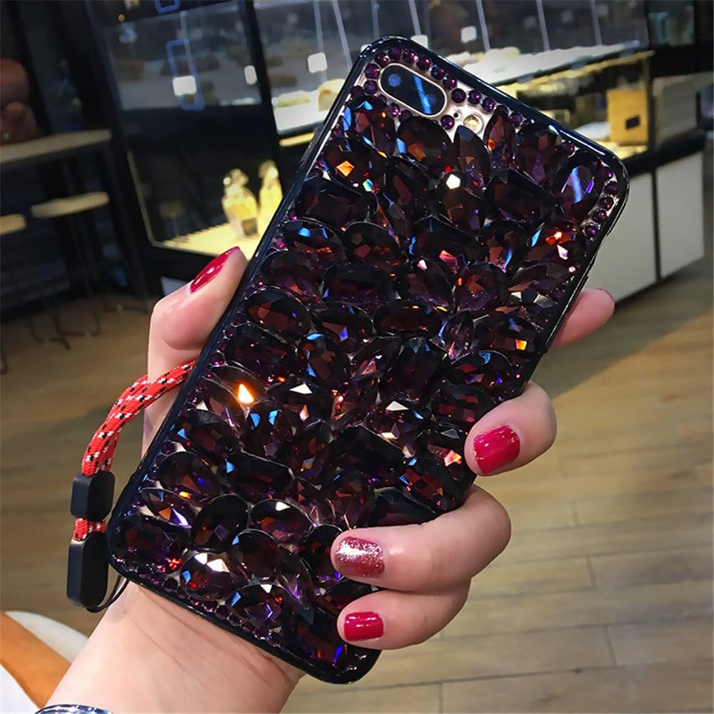 Case for LG G6,Luxury 3D Handmade Sparkle Stunning Stones Crystal Rhinestone Bling Full Diamond Gemstone Glitter Case for LG G6(A Full Black)  RB-CASE A Diamond-Full Wine Red  