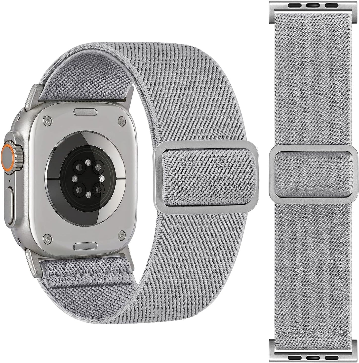 25MM/30MM Wide Stretchy Nylon Compatible with Apple Watch Ultra Band 44Mm 45Mm 49Mm 38Mm 40Mm 41Mm 42Mm, Adjustable Sport Soft Elastic for Apple Watch Band Men, Wristband for Iwatch SE 8 7 6 5 4 3 2 1  HEARTBOOM Gray 49mm/45mm/44mm/42mm(Band width 30mm) 