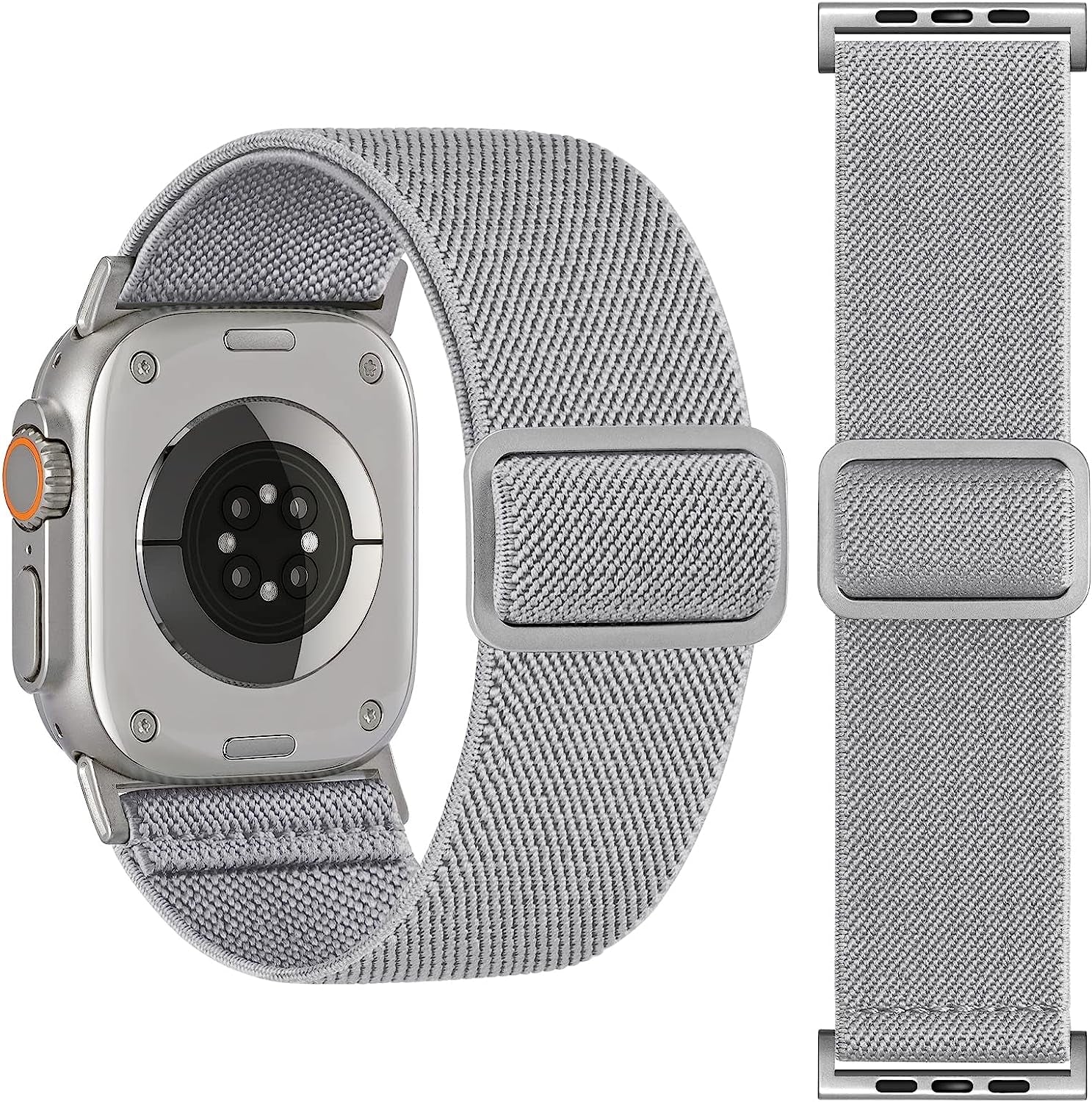 25MM/30MM Wide Stretchy Nylon Compatible with Apple Watch Ultra Band 44Mm 45Mm 49Mm 38Mm 40Mm 41Mm 42Mm, Adjustable Sport Soft Elastic for Apple Watch Band Men, Wristband for Iwatch SE 8 7 6 5 4 3 2 1  HEARTBOOM Gray 49mm/45mm/44mm/42mm(Band width 30mm) 