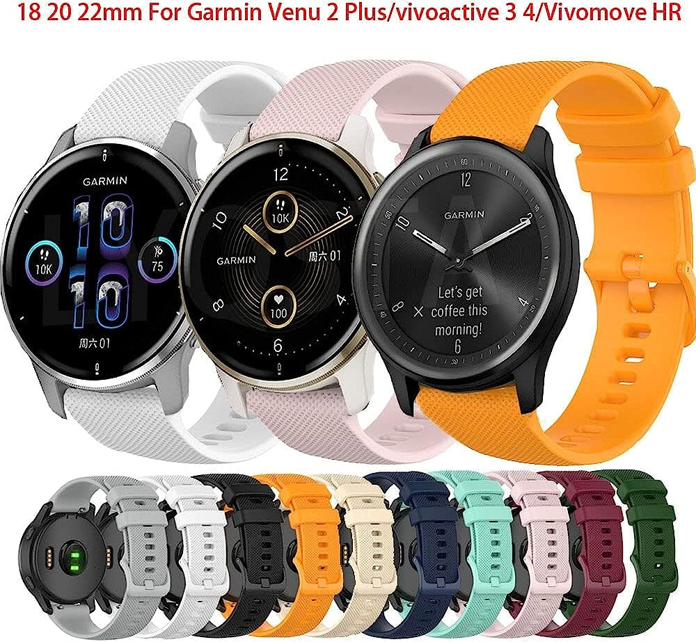NDJQY 18 20 22Mm Band for Garmin Venu/2/2S/Sq plus Silicone Band for Vivomove 3 4/Move Sport Strap Quick Install Smart Accessories  NDJQY   