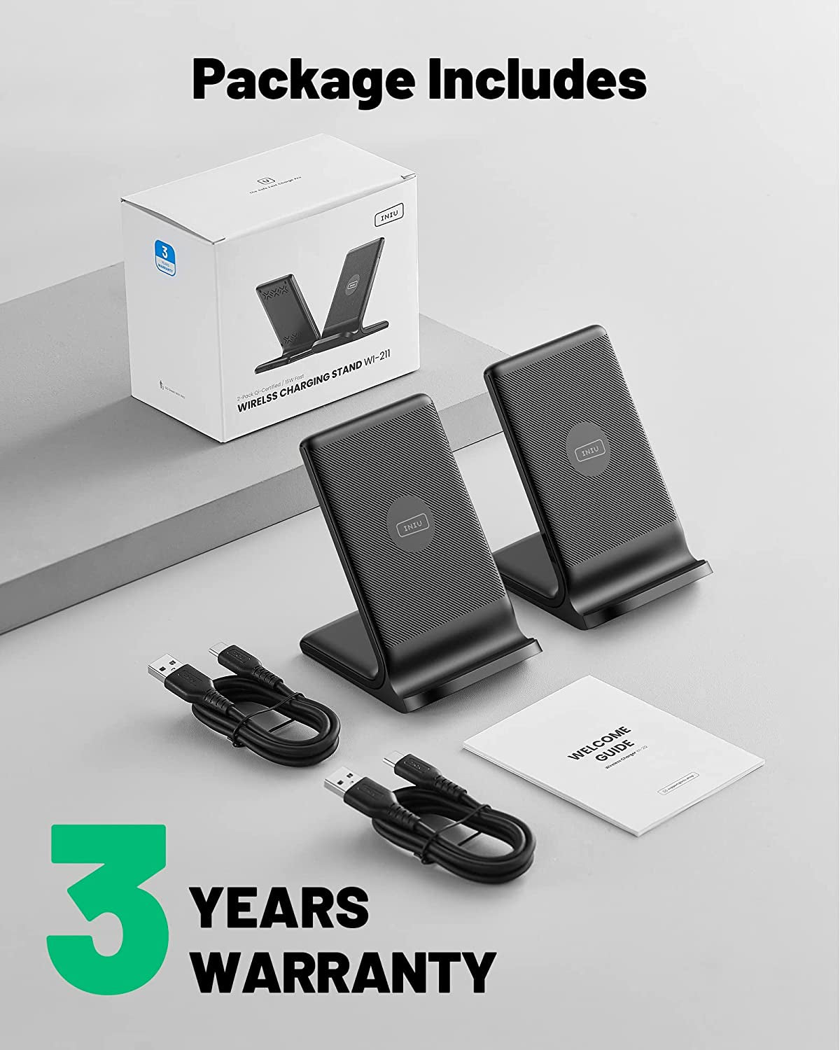 Wireless Charger, INIU [2 Pack] 15W Fast Wireless Charging Stand with Sleep-Friendly Adaptive Light Compatible with Iphone 14 13 12 11 Pro XR XS X plus Samsung Galaxy S21 S20 Note 20 Etc  Shenzhen Topstar Industry Co.,Ltd.   