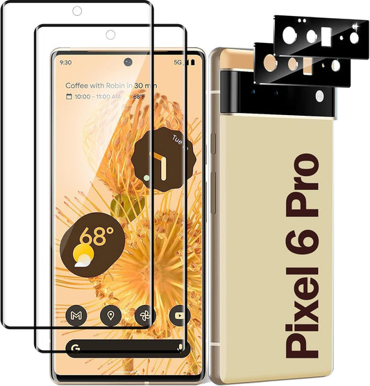 [2+2 Pack] for Google Pixel 6 Pro Screen Prote and Camera Lens Protector, 9H Tempered Glass, Ultra Clear Screen Protector, anti Scratch, Bubble Free, HD Clear, Fingerprint Support  GUMANYU   
