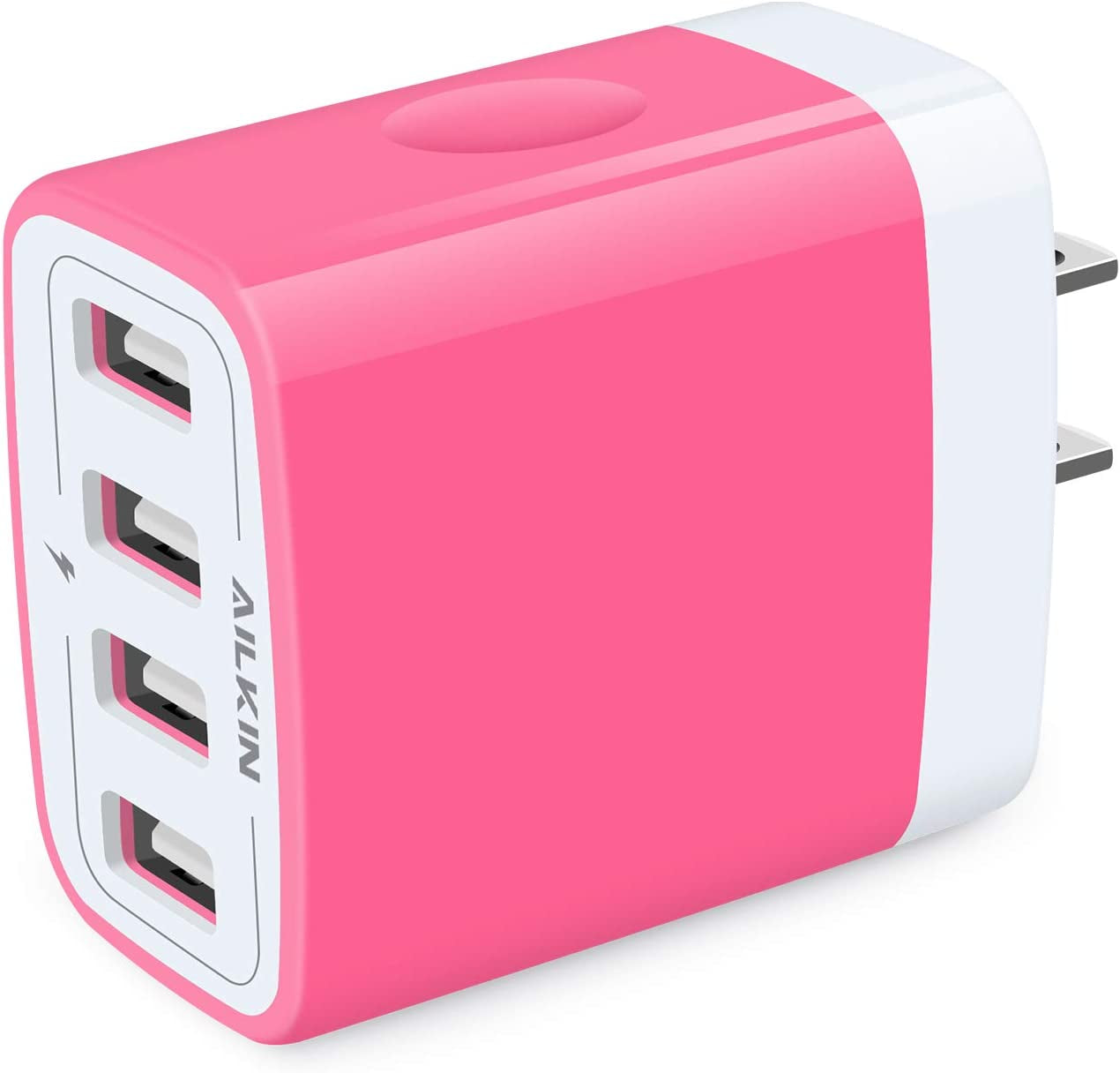 USB Charger Cube, Wall Charger Plug, AILKIN 4.8A 4-Muti Port Adapter Power Plug Charging Station Box Base Replacement for Iphone 14 13 12 11 Pro Max/X/8/7, Ipad, Samsung Phones  Shenzhen Putuo Technology Co.,Ltd Pink 1 
