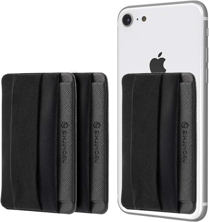 Sinjimoru Phone Grip Credit Card Holder with Flap, Secure Stick-On Wallet as Phone Finger Strap Adhesive ID Card Case for Iphone Case. Sinji Pouch B-Flap Black.  Sinjimoru Co.Ltd B-Flap Midnight Black Adhesive Wallet 