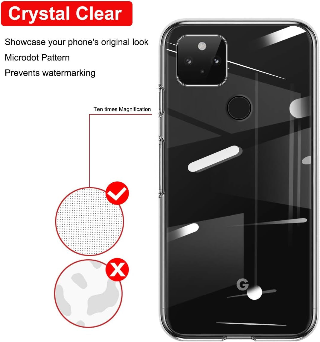 Google Pixel 5 Case Crystal Clear Slim Thin Soft Silicone Shockproof Protective TPU Bumper Thin Cover for Pixel 5 (2020) 6" - Clear  Guuboly   