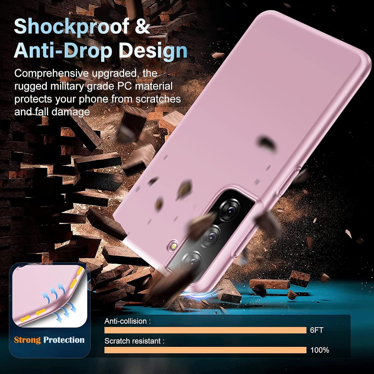 Ultra Thin Case for Samsung Galaxy S21 5G, New Premium Material Slim Phone Case [Silky Touch & Anti-Fingerprint] Matte Texture Hard Plastic Back Cover with Camera Protection for Samsung S21 5G (Pink)  Gxmeuie   