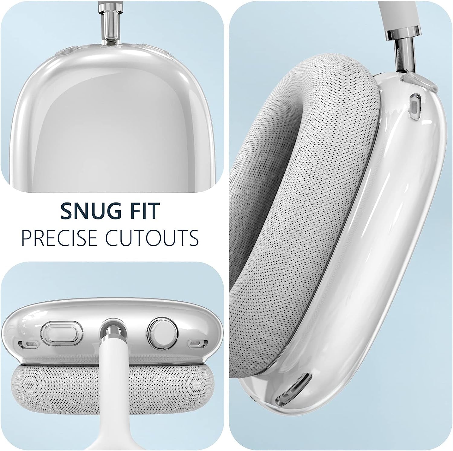 Clear Airpods Max Case and Silicone Airpod Max Automatic Sleep Function Protective Headphones Case,Inesore for Apple Airpods Max Case Accessories anti Scratch Dust Prevention(Black Case+Clear Case)  Inesore   