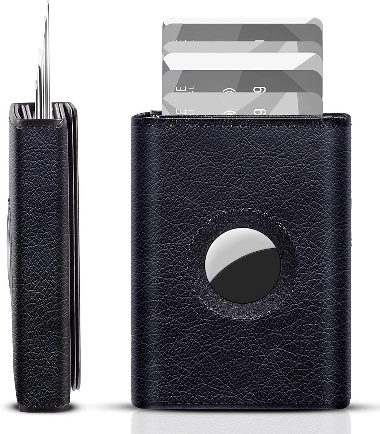 Weewooday Slim Wallet Compatible with Airtag Wallet Card Case Multifunctional Trifold Wallet Credit Card Holder Magnetic Men Wallet Automatic Popup Mini Aluminum Wallet for Men Women Gift (Black)  Weewooday   