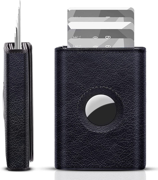 Weewooday Slim Wallet Compatible with Airtag Wallet Card Case Multifunctional Trifold Wallet Credit Card Holder Magnetic Men Wallet Automatic Popup Mini Aluminum Wallet for Men Women Gift (Black)  Weewooday   