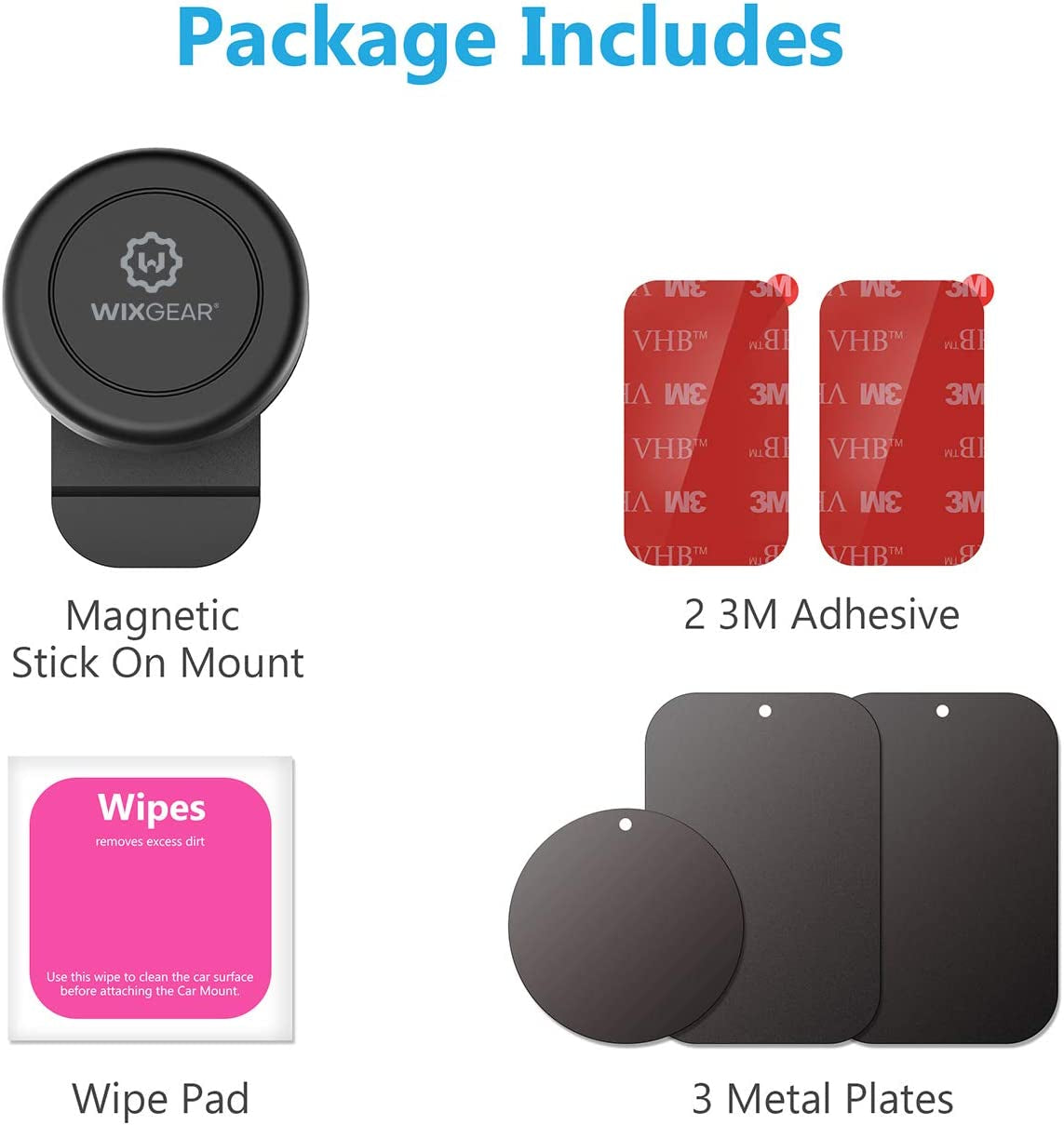 Wixgear Magnetic Mount, Universal Stick-On Dashboard Magnetic Car Mount Holder, for Cell Phones and Mini Tablets with Fast Swift-Snap Technology, Magnetic Cell Phone Mount  WizGear   