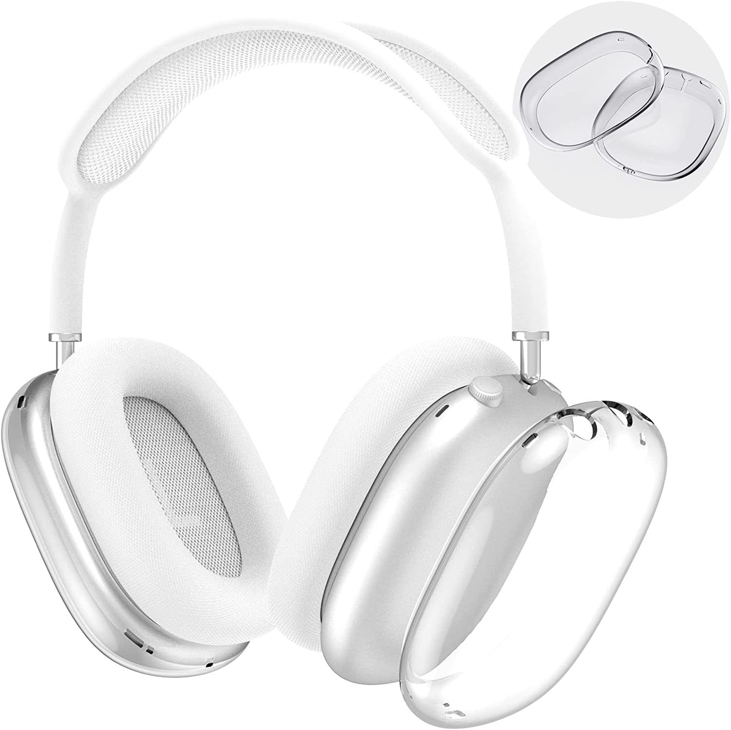 Airpods Max Case, Automatic Sleep Function Protective Headphones Case for Dust and Scratch, Automatic Sleep Function Protective Headphones Case for Dust and Scratch (Black)  CENMASO Clear  