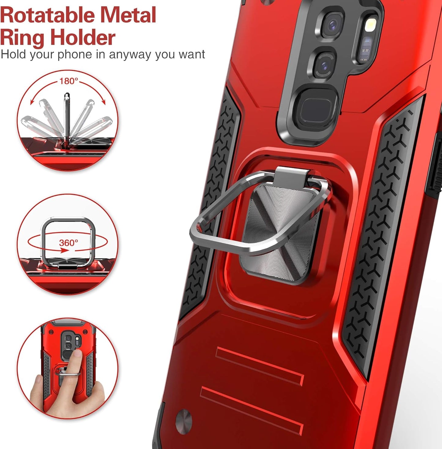 Idystar Galaxy S9 plus Case, Hybrid Drop Test Cover with Car Mount Kickstand Slim Fit Shockproof Protective Phone Case for Samsung Galaxy S9 Plus, Red  IDYStar   