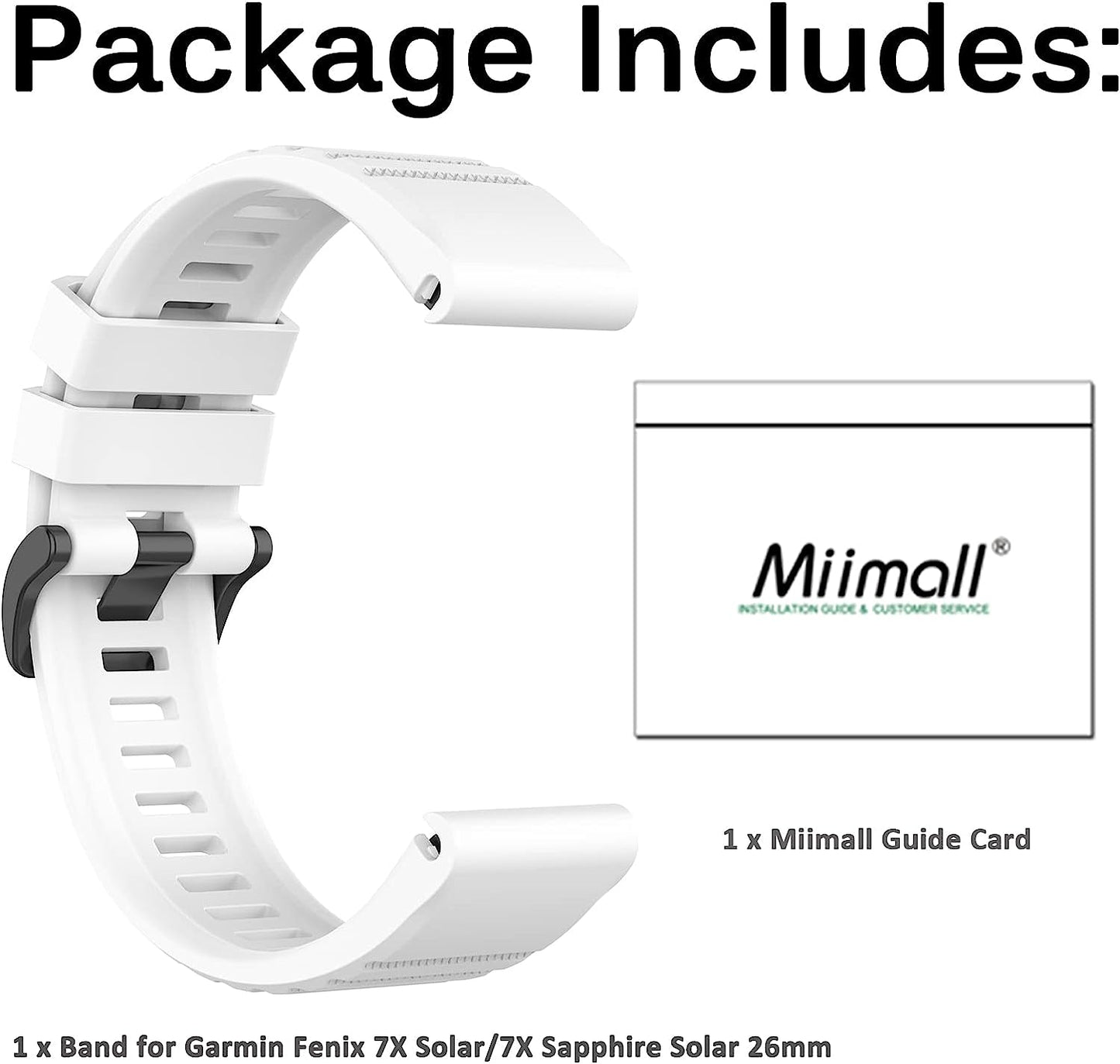 Miimall Compatible for Garmin Fenix 7X Silicone Band, Soft Sport Watch Wristband Women Man Flexible Replacement Band Strap for Garmin Fenix 26Mm 7X/7X Solar/7X Sapphire Solar/6X/5X(Black)  Miimall   