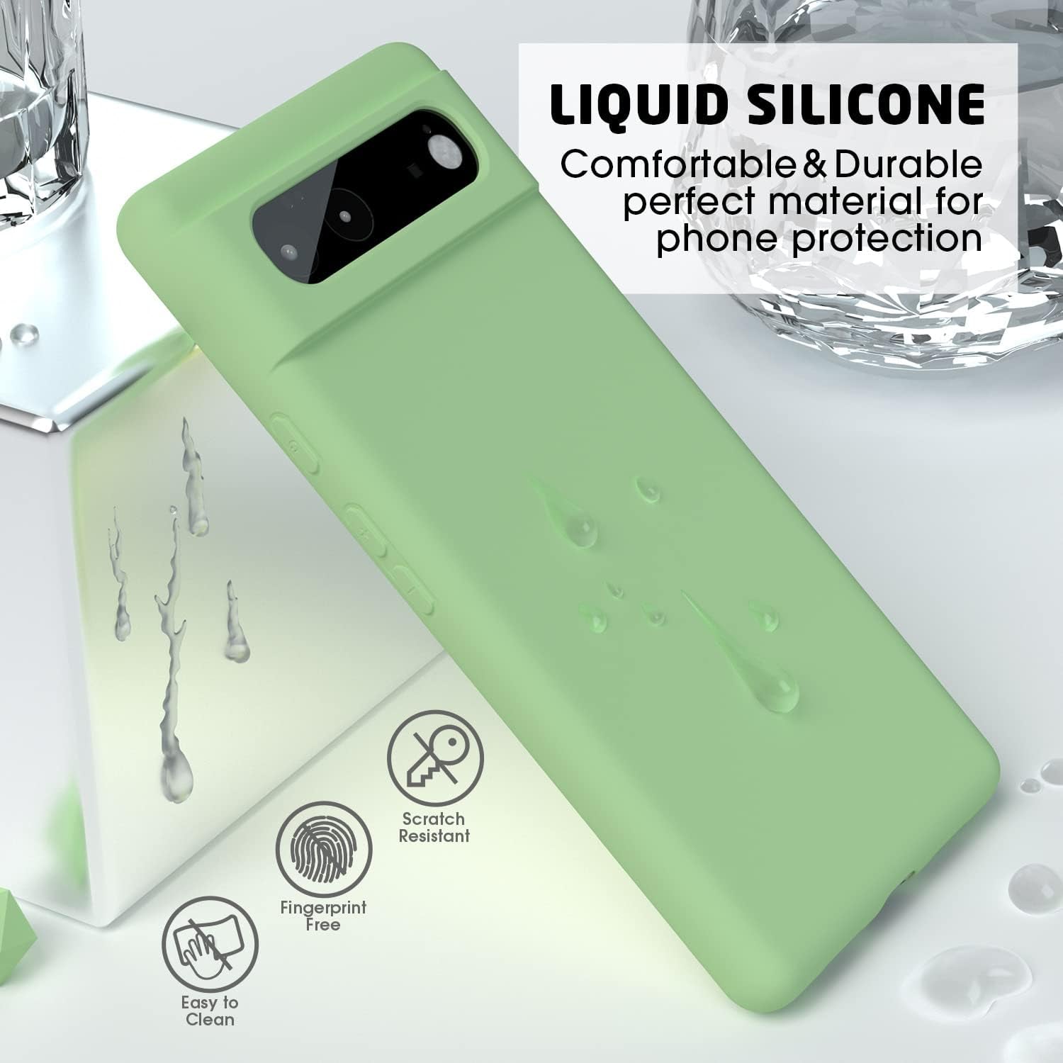Abitku Compatible with Google Pixel 6 Case, Slim Silicone Gel Rubber Case Cover (With Microfiber Lining) Full Body Shockproof Design for Google Pixel 6-6.4 Inch 2021 (Matcha Green)  ABITKU   