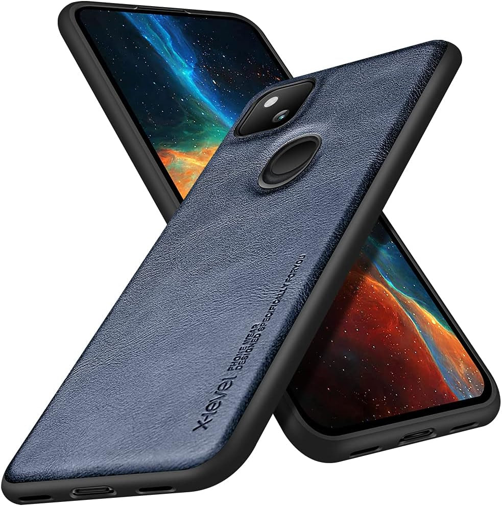 X-Level Google Pixel 4A Case (Not Fit 4A 5G),Anti-Scratch Premium Leather Soft TPU Bumper Shockproof Protective Phone Cover Case for Google Pixel 4A (Gray)  X-level Blue  