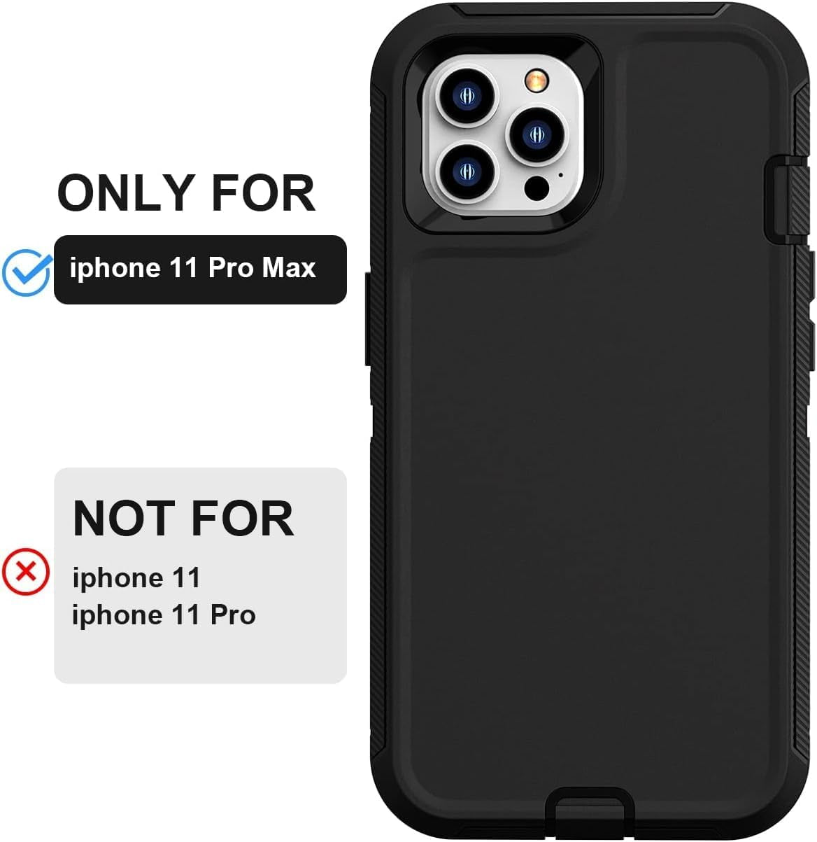 FEIYAR HOME Design for Iphone 11 Pro Max Case with 2 X Tempered Glass Screen Protector, Military Grade Full Body Drop Protective Shockproof Heavy Duty Case for Iphone 11 Pro Max 6.5 Inch (Black)  FEIYAR HOME   