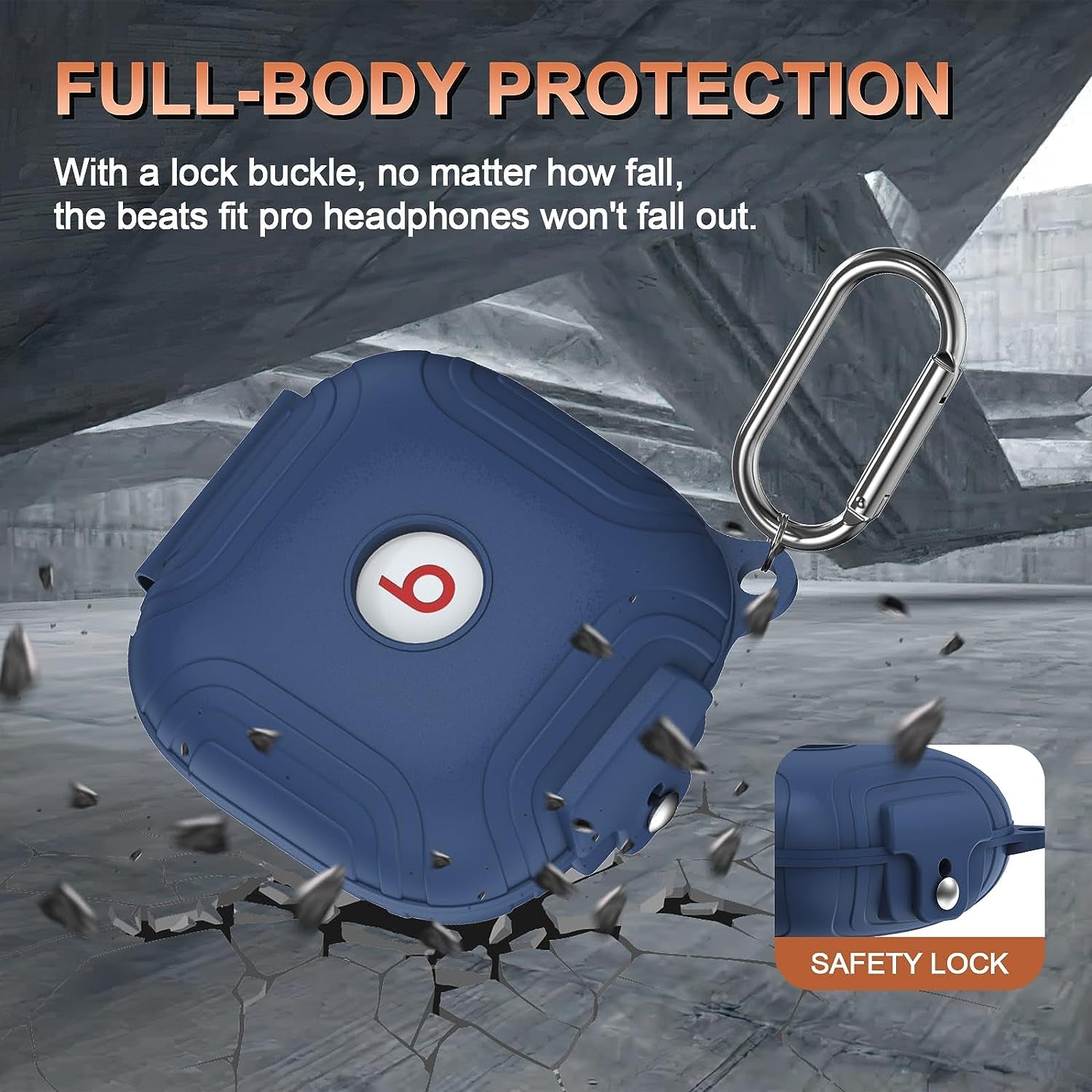 [Lock Buckle] Beats Fit Pro Case Cover, Silicone Protector Case for Apple Beats Fit Pro, Shockproof Beats Fit Pro Earbuds Case, Skin Full Protective Shell with Keychain/Lanyard Accessories (Blue)  UCPOVT   