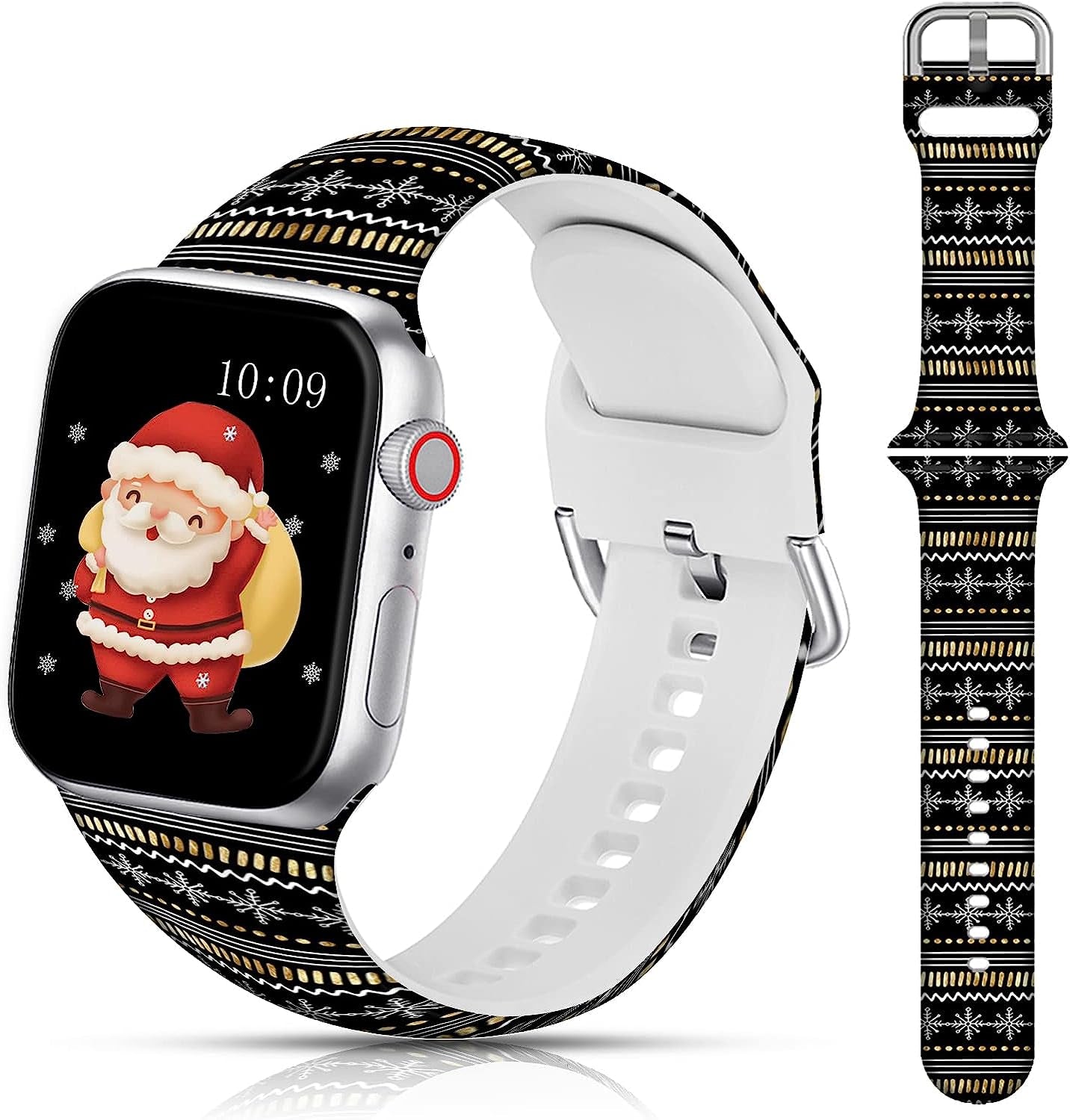 LAACO Silicone Sport Bands Compatible with Apple Watch 49Mm 45Mm 44Mm 42Mm 41Mm 40Mm 38Mm for Women Men Girls, Floral Design Replacment Strap for Iwatch SE Utral/Series 8/7/6/5/4/3/2/1  LAACO Chevron Snowflakes 38mm/40mm/41mm 