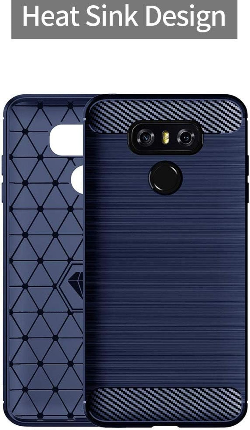 SNOSHO for LG G6 plus Phone Case,Slim Thin Silicone Soft Skin Flexible TPU Lightweight Gel Rubber Carbon Fiber Anti-Scratch Shockproof Protective Cases Cover for LG G6,Brushed Blue  SNOSHO   
