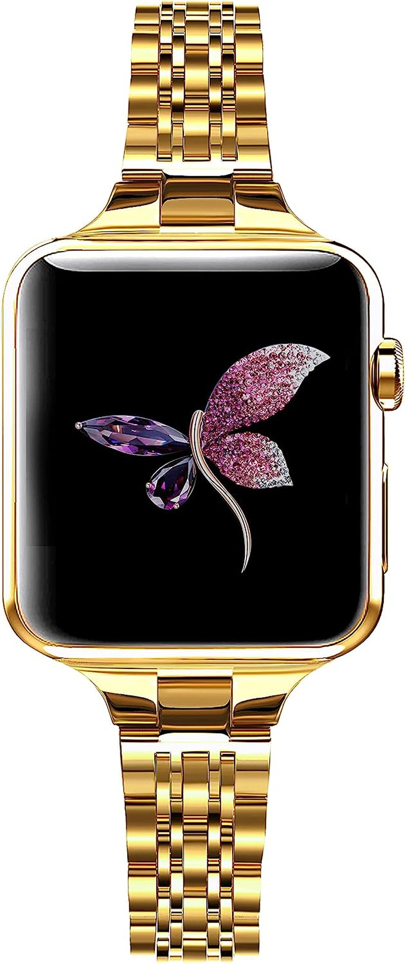 Secbolt Stainless Steel Slim Bands Compatible with Apple Watch 38Mm 40Mm 41Mm Iwatch Series 8/7/6/5/4/3/2/1/SE, Thin Bracelet for Women, Silver  Secbolt Gold 42mm/44mm/45mm 