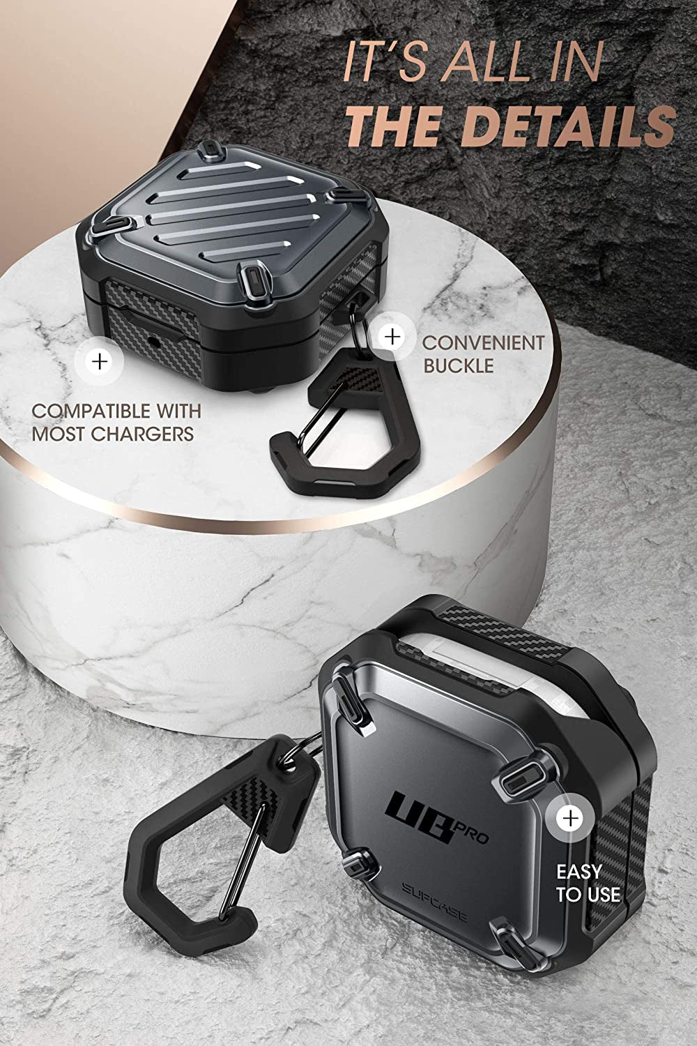 SUPCASE Unicorn Beetle Pro Case for Galaxy Buds 2 Pro / Galaxy Buds 2 / Galaxy Buds Pro / Galaxy Buds Live, Full-Body Rugged Protective Case with Carabiner (Black)  SUPCASE   